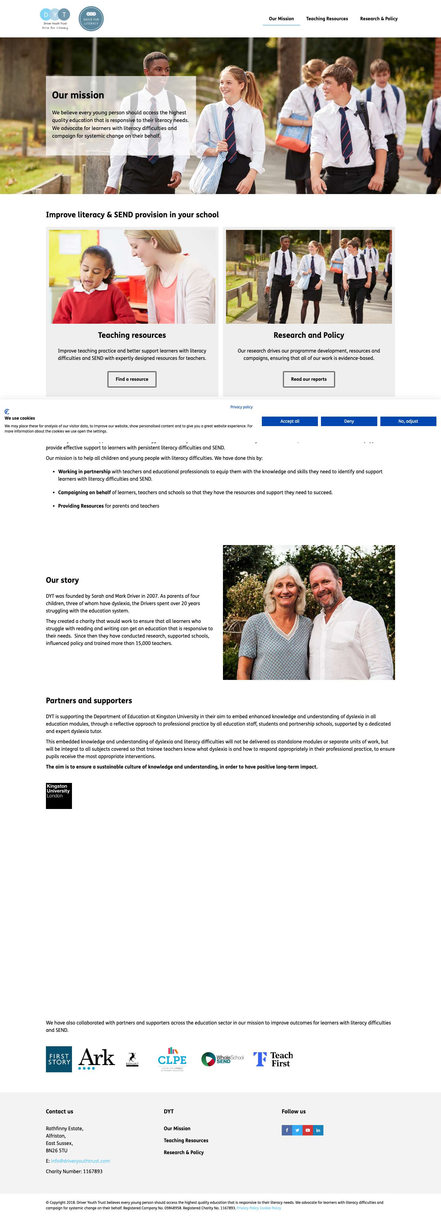 Our Mission - Driver Youth Trust - Full Screenshot