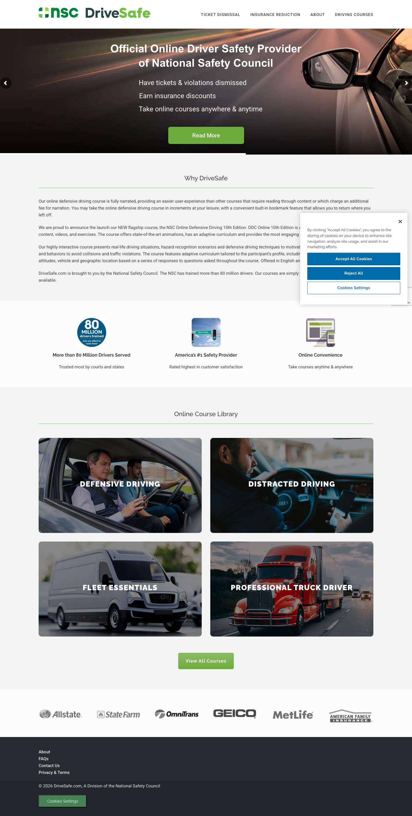 Defensive Driving Safety School Courses - DriveSafe - Full Screenshot
