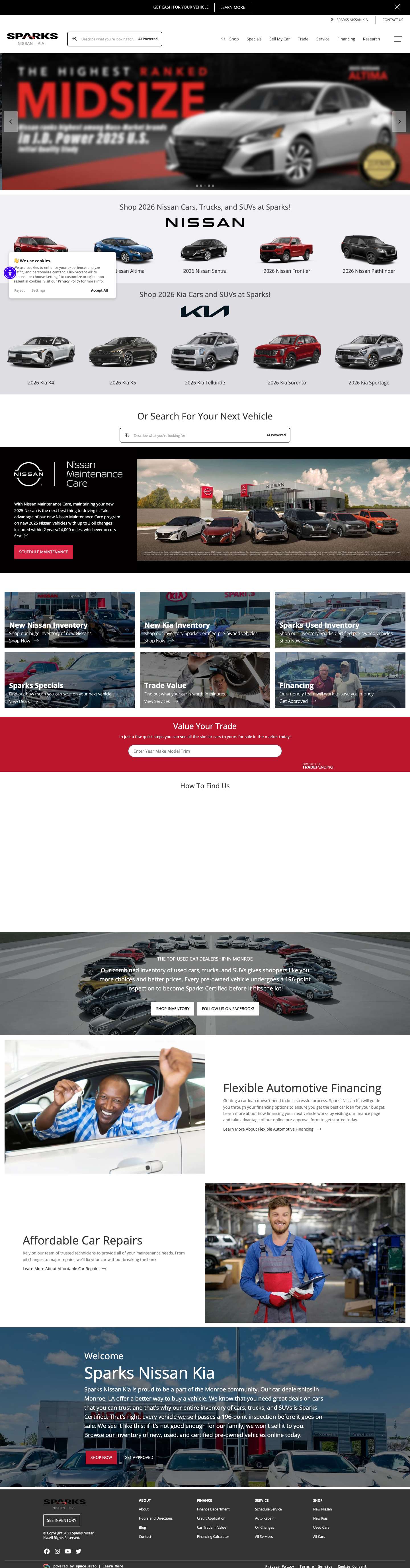 Sparks Nissan Kia | New and Pre-Owned Kia and Nissan Dealer in Monroe - Full Screenshot