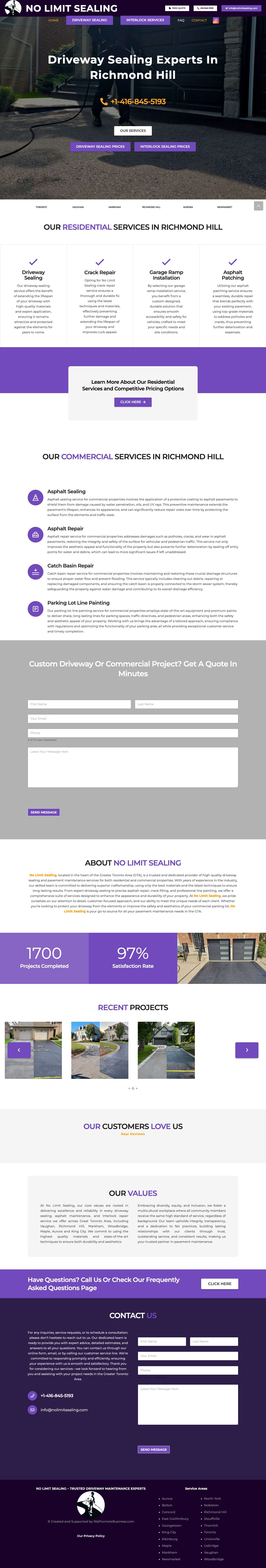 Driveway Sealing - Asphalt & Interlock - No Limit Sealing - Full Screenshot