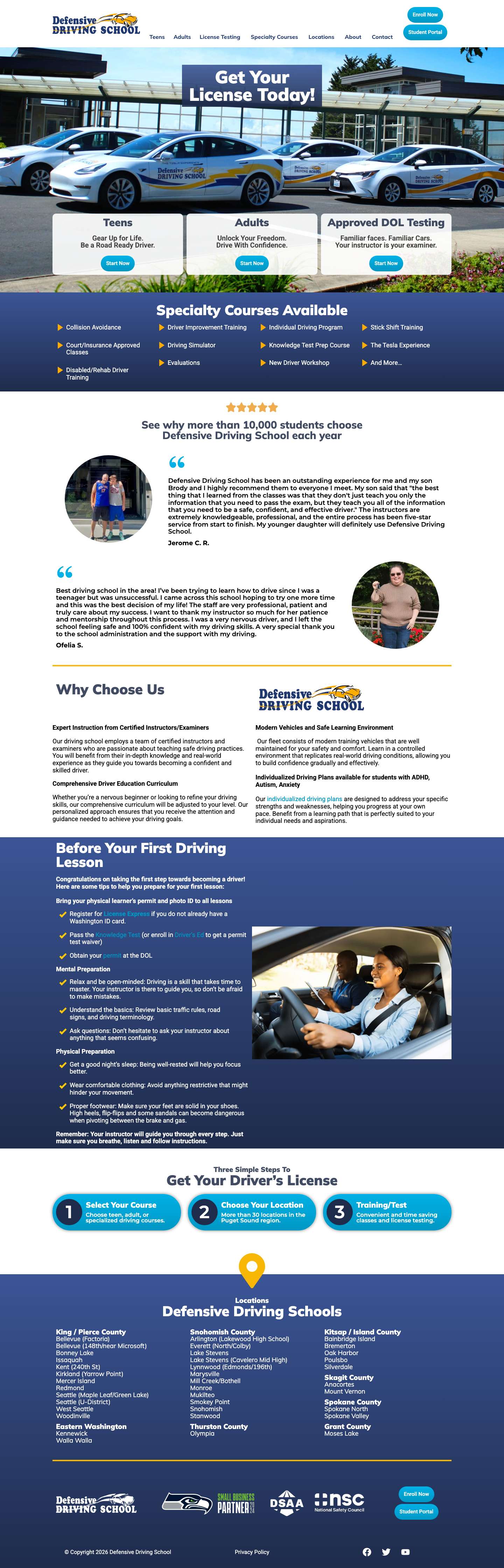 Defensive Driving School in Washington - Full Screenshot