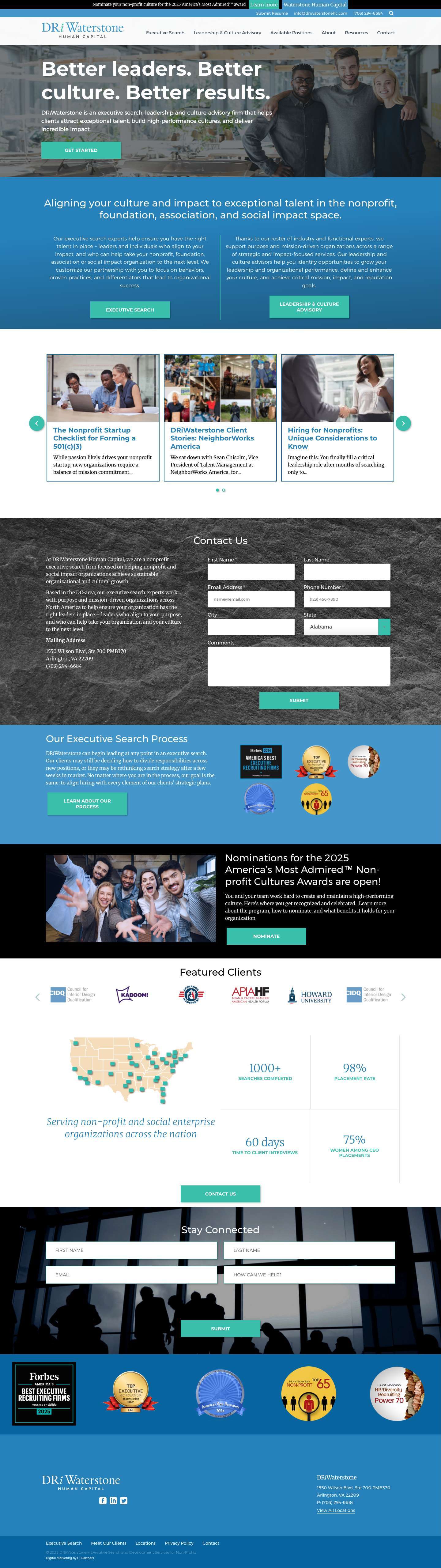 DRiWaterstone – Executive Search and Development Services for Non-Profits | Leading Executive Search and Recruitment – Waterstone Human Capital - Full Screenshot