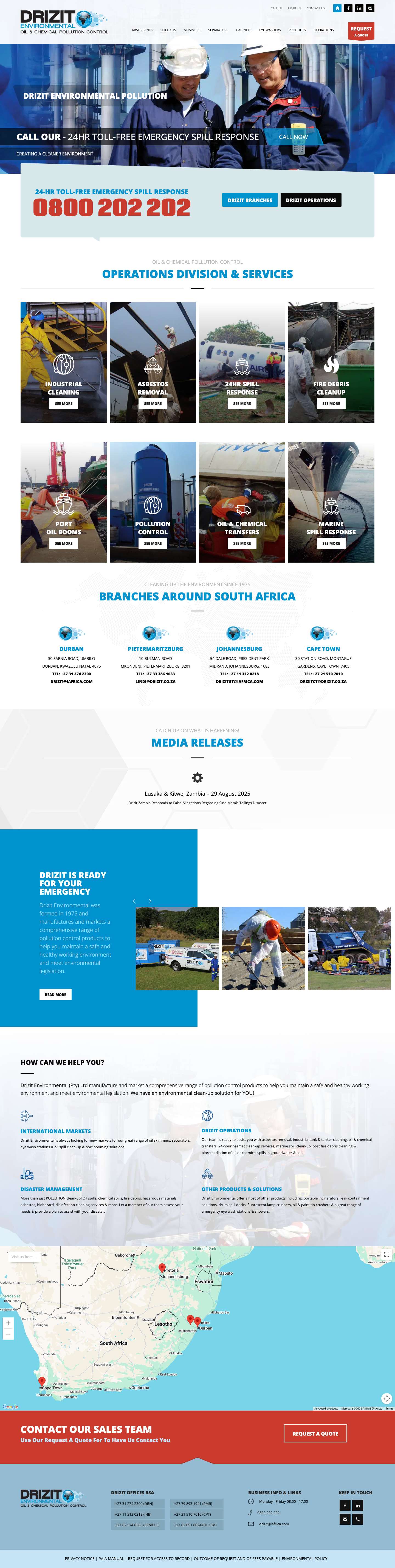 Drizit Environmental - Oil Spill Cleanup, Hazmat & Biohazard Control - Full Screenshot