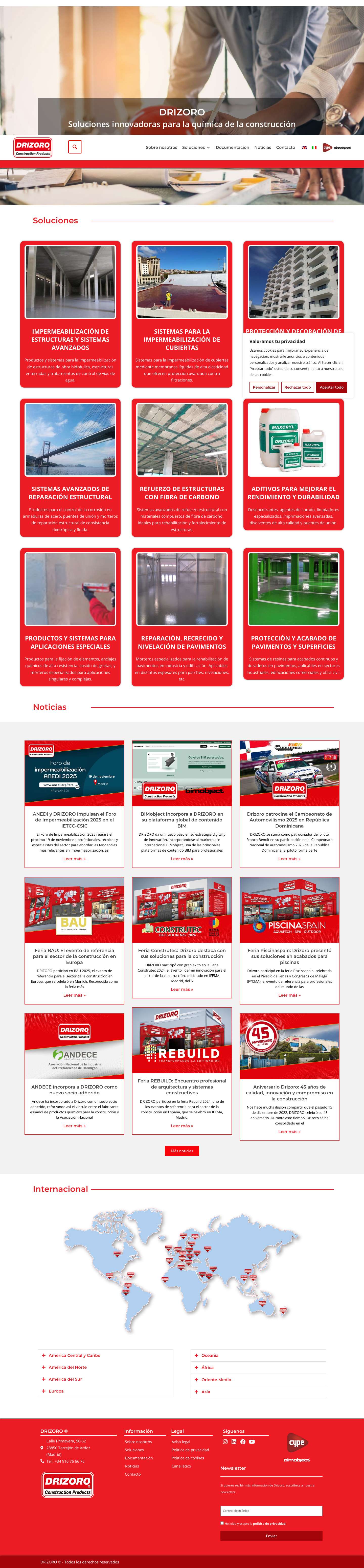 Drizoro - Soluciones para la reparación y protección del hormigón. - Full Screenshot