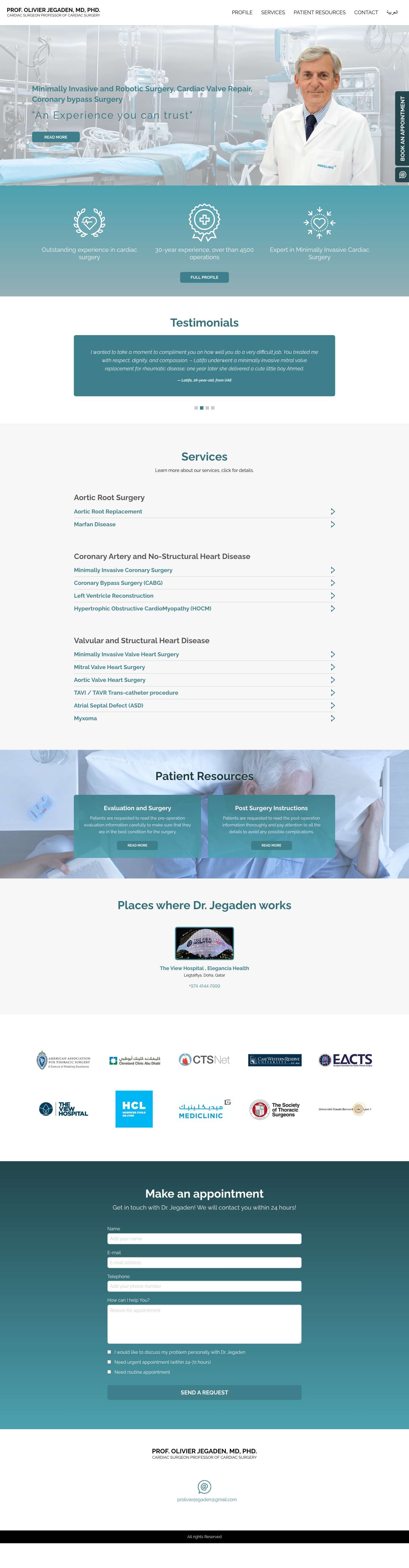 Prof. Olivier Jegaden, MD, PHD. – Cardiac Surgeon Professor of Cardiac Surgery - Full Screenshot