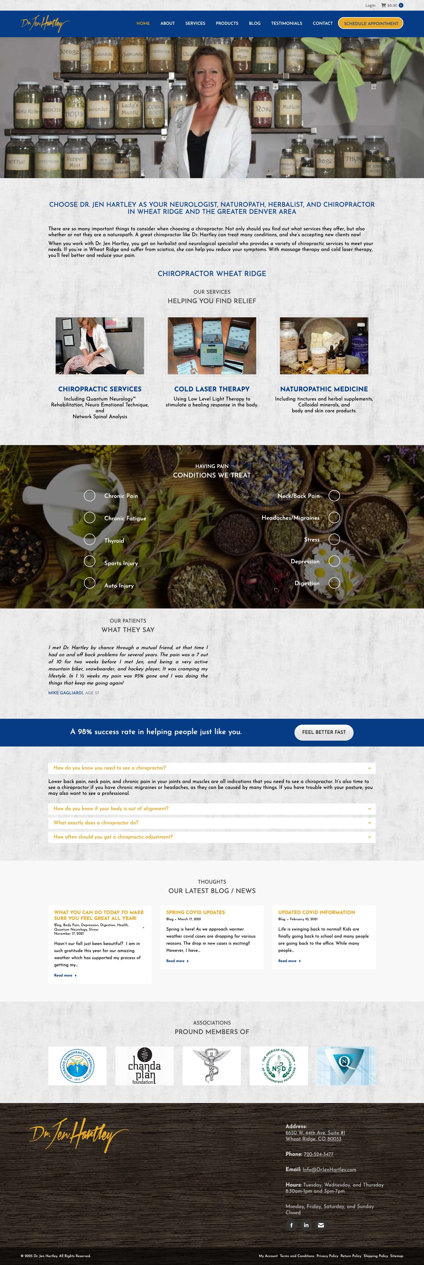 Dr. Jen Hartley - Chiropractor Wheat Ridge | Herbalist, Naturopath & Back Pain - Full Screenshot