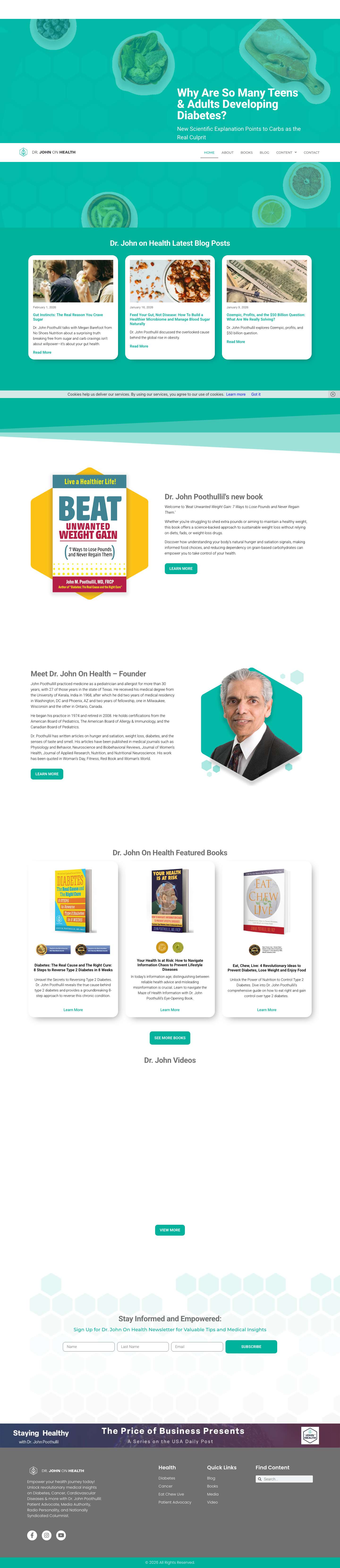 Dr. John on Health | Diabetes Researcher & Author | Home - Full Screenshot