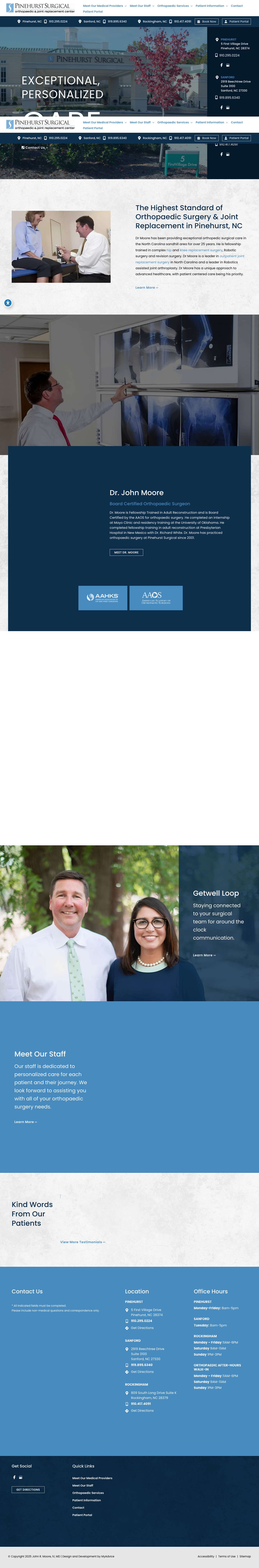 Orthopaedic Surgery Pinehurst | Joint & Knee Replacement - Full Screenshot