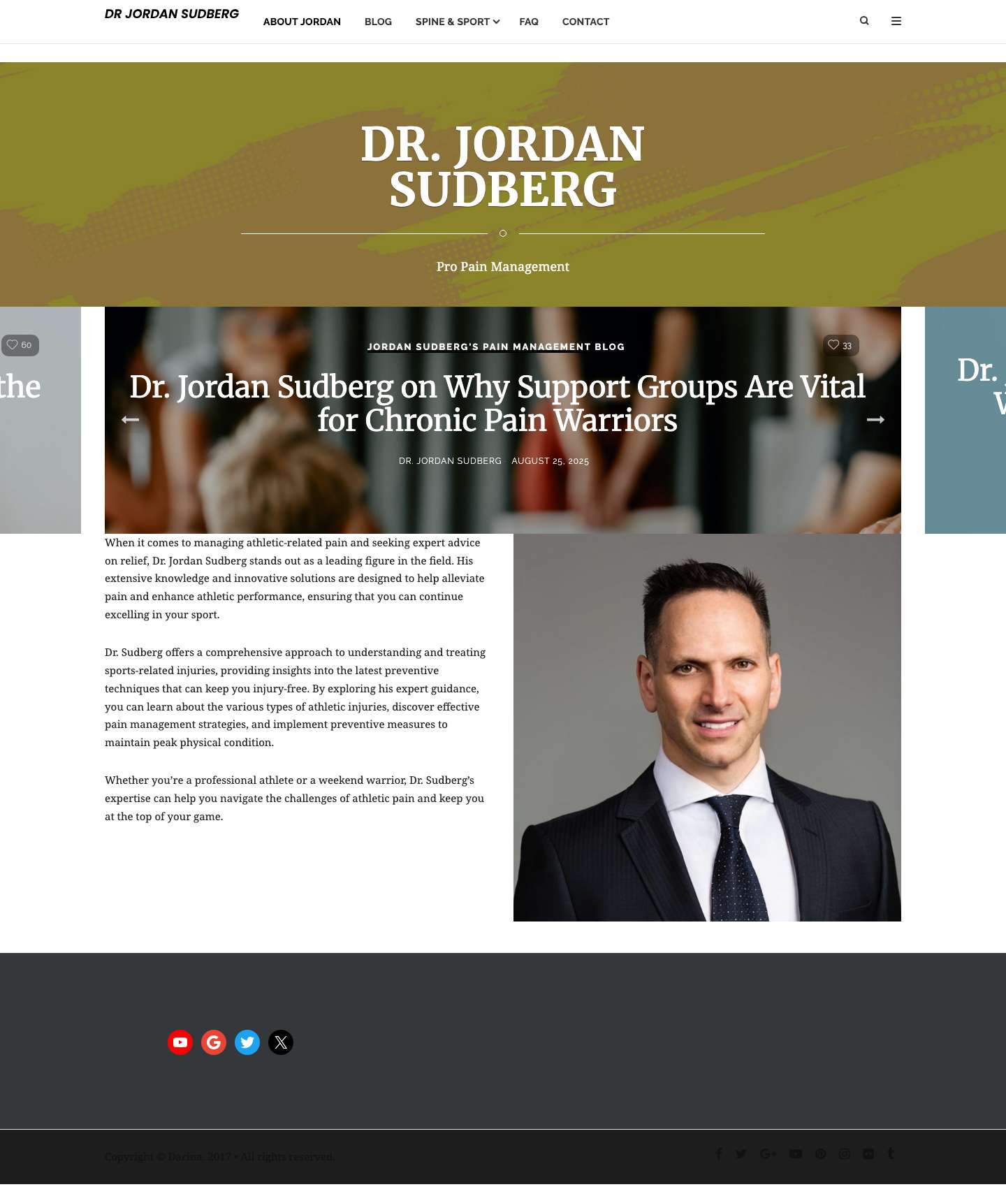 About Dr. Jordan Sudberg Expert in Managing Athletic-Related Pain - Full Screenshot