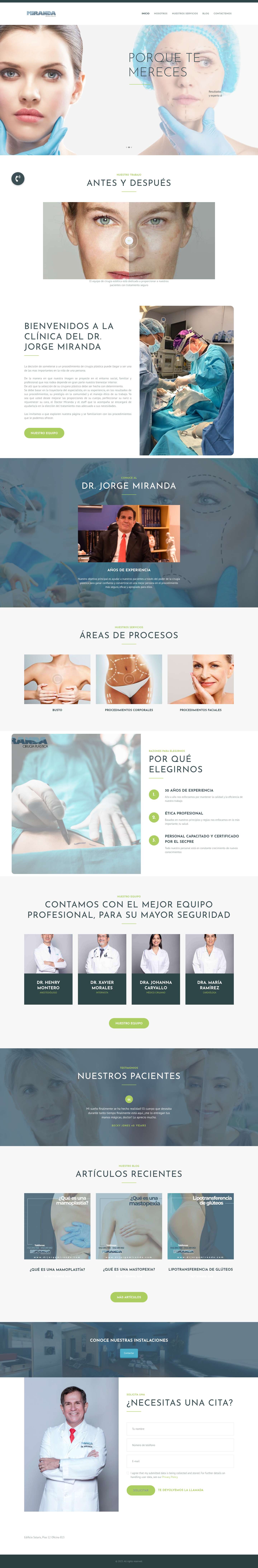 Dr. Jorge Miranda – Cirujano Plastico – Cirugía Plástica, Ecuador, Guayaquil, Machala, Cuenca, Portoviejo, Azuay, Cirugias seguras - Full Screenshot