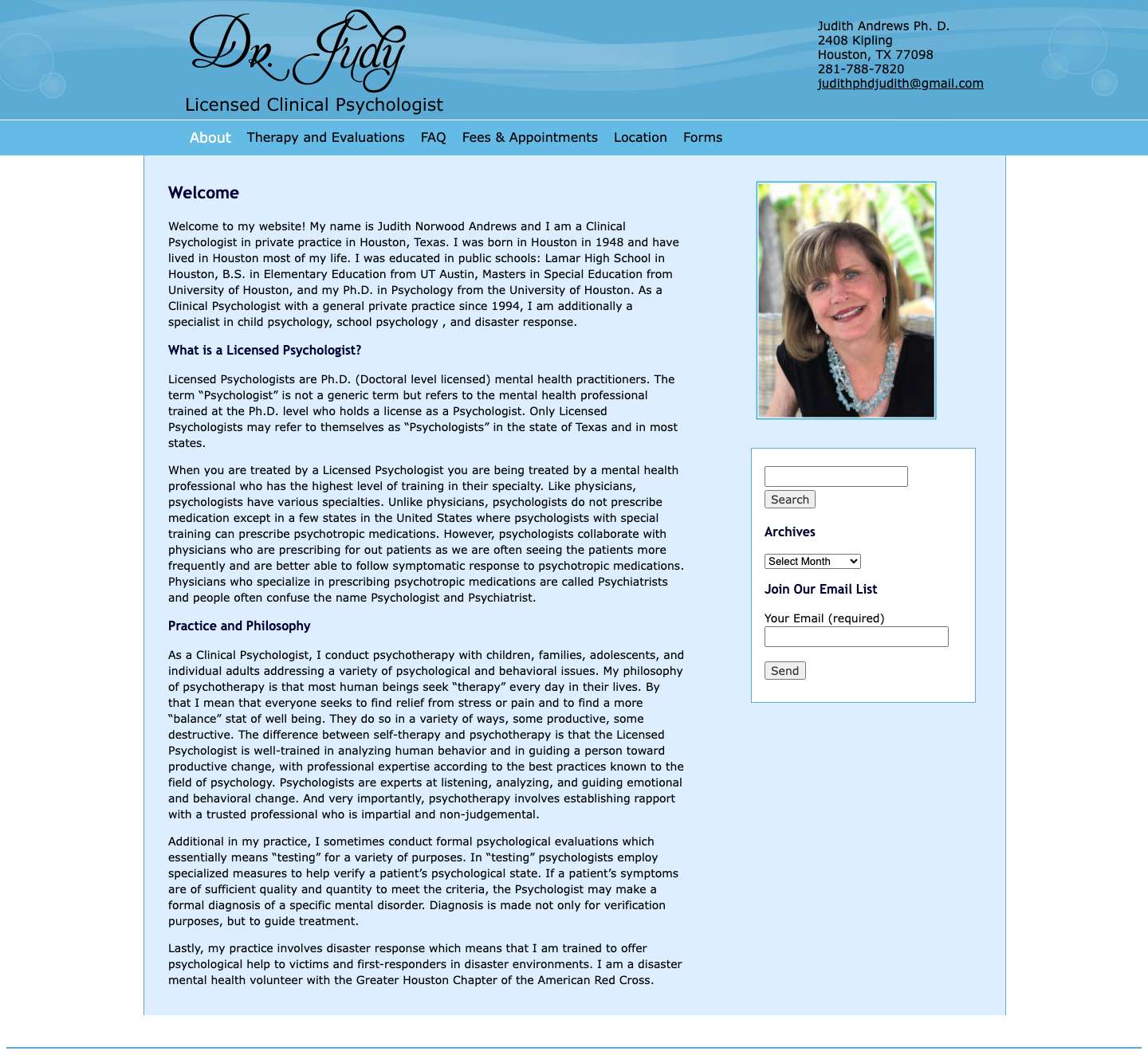 Dr Judy | Just another WordPress site - Full Screenshot