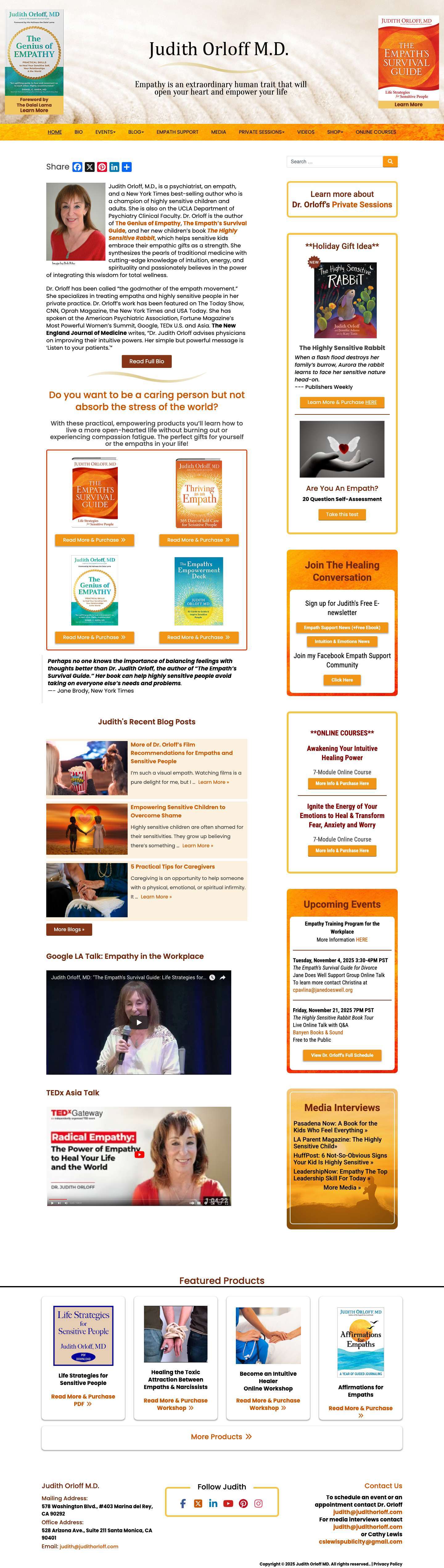 Judith Orloff MD | Empath Support, Intuition, Emotions & Energy Healing - Full Screenshot