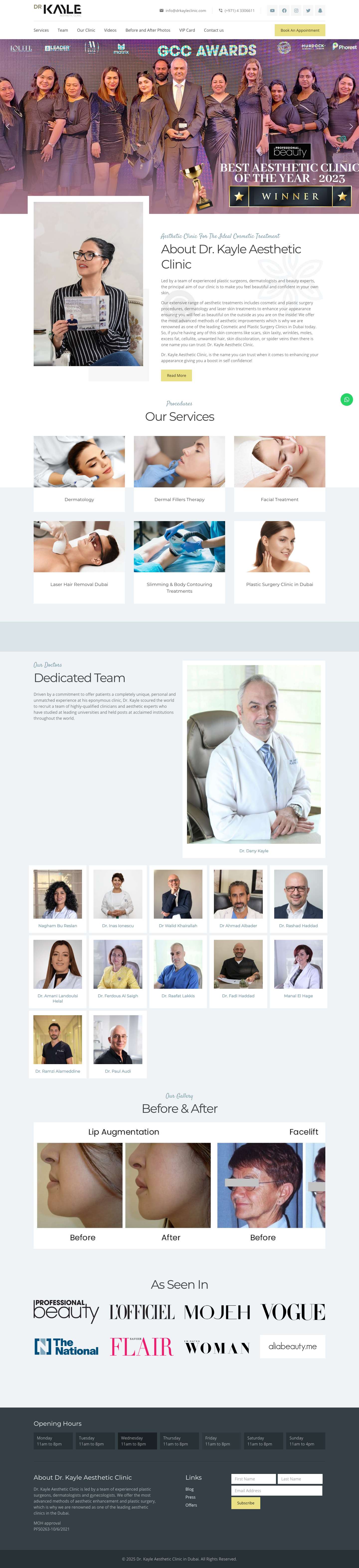 Best Cosmetic & Plastic Surgery Clinic in Dubai | Dr. Kayle Aesthetic Clinic - Full Screenshot