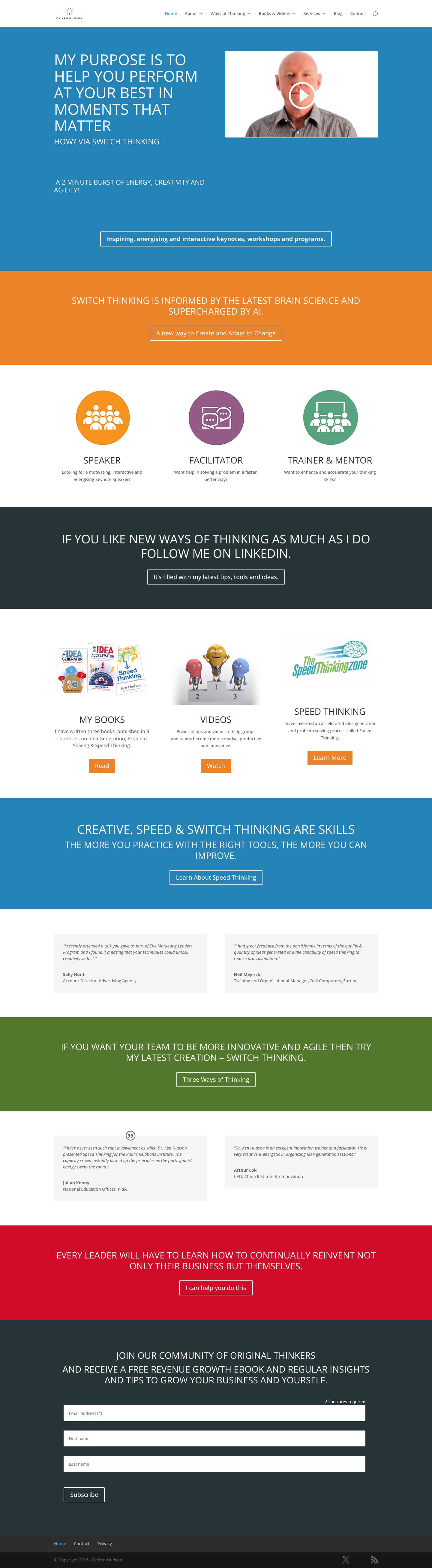 Dr Ken Hudson - Switch Thinking Inventor, Speaker & Facilitator - Full Screenshot