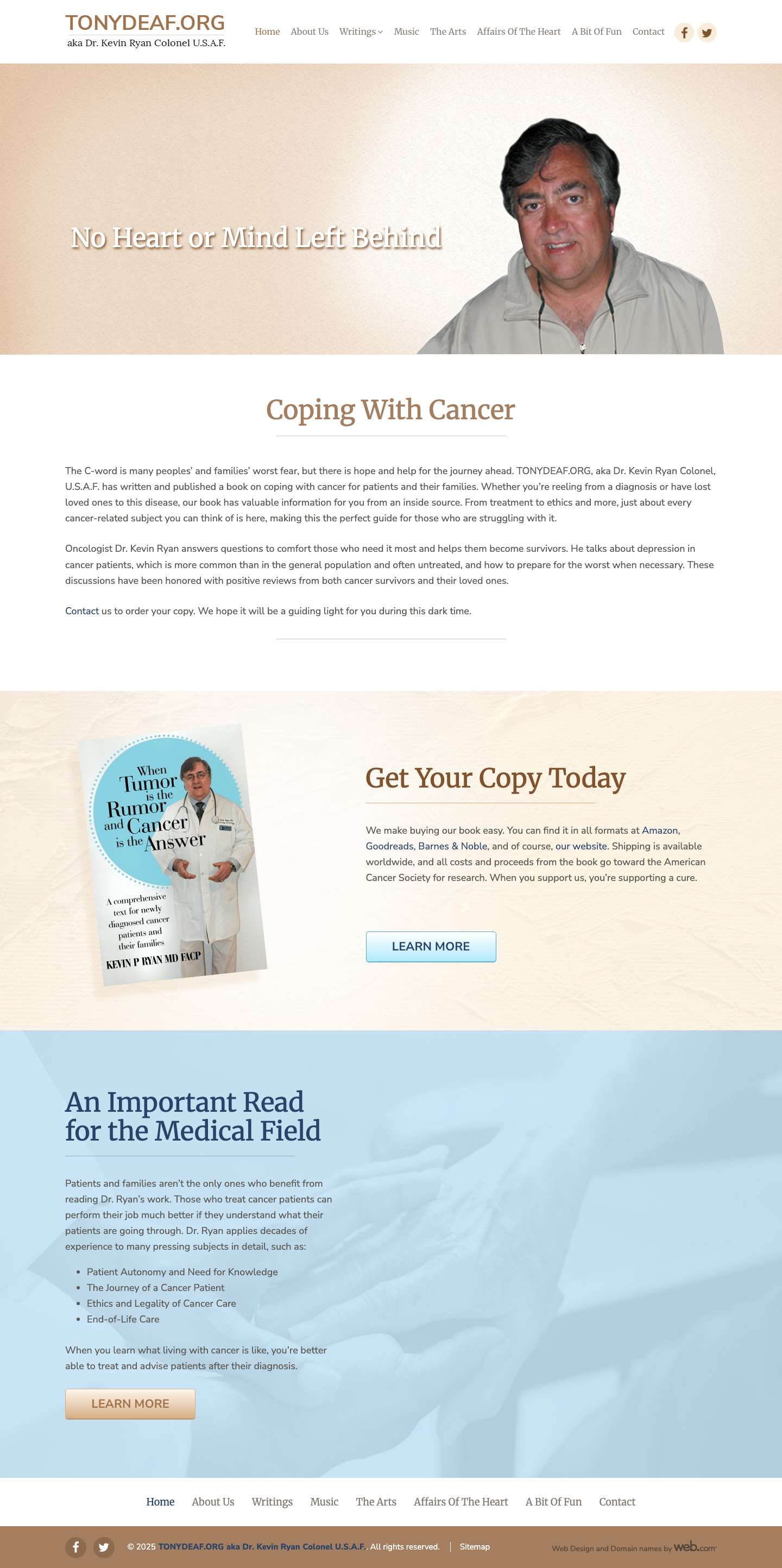 Home - TONYDEAF.ORG aka Dr. Kevin Ryan Colonel U.S.A.F. - Full Screenshot