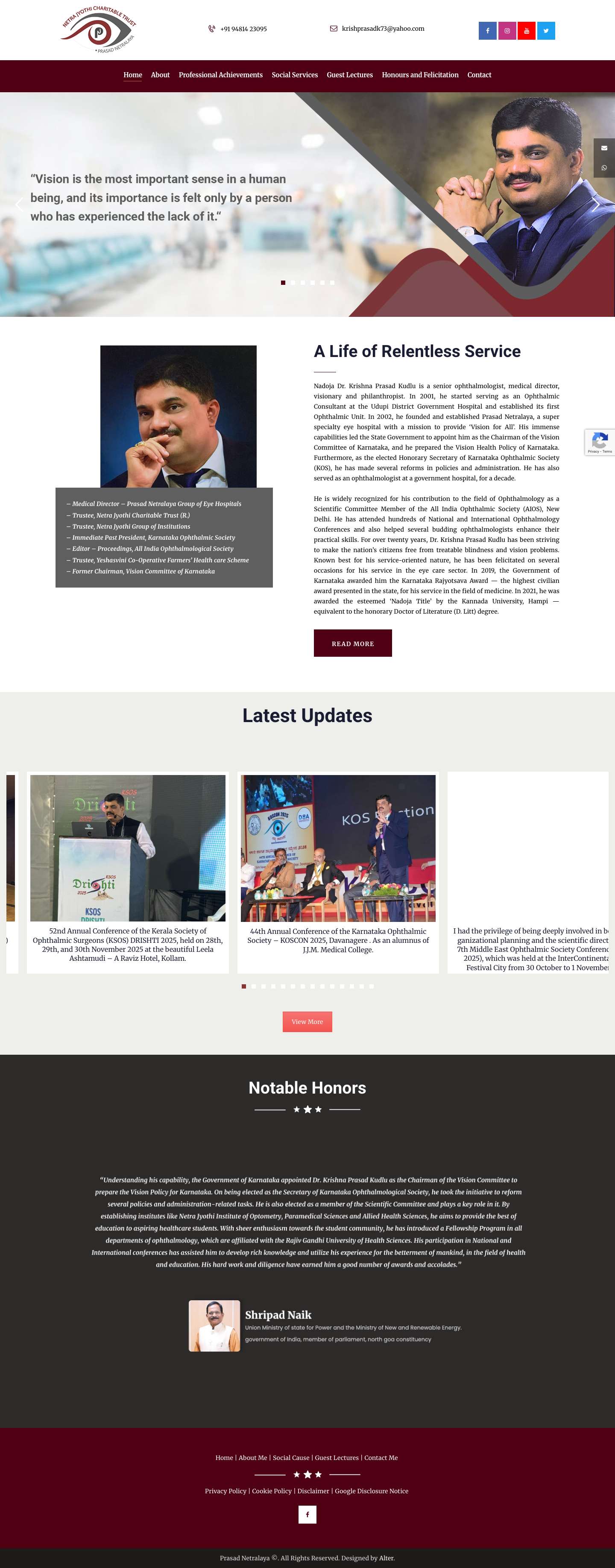 Dr. Krishna Prasad Kudlu – Medical Director, Prasad Netralaya - Full Screenshot