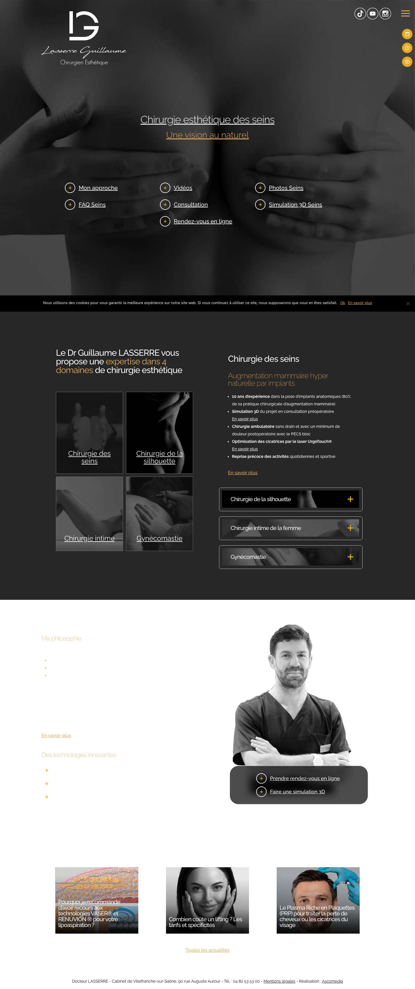 Dr Guillaume Lasserre : Chirurgien Esthétique à Lyon/Villefranche - Full Screenshot