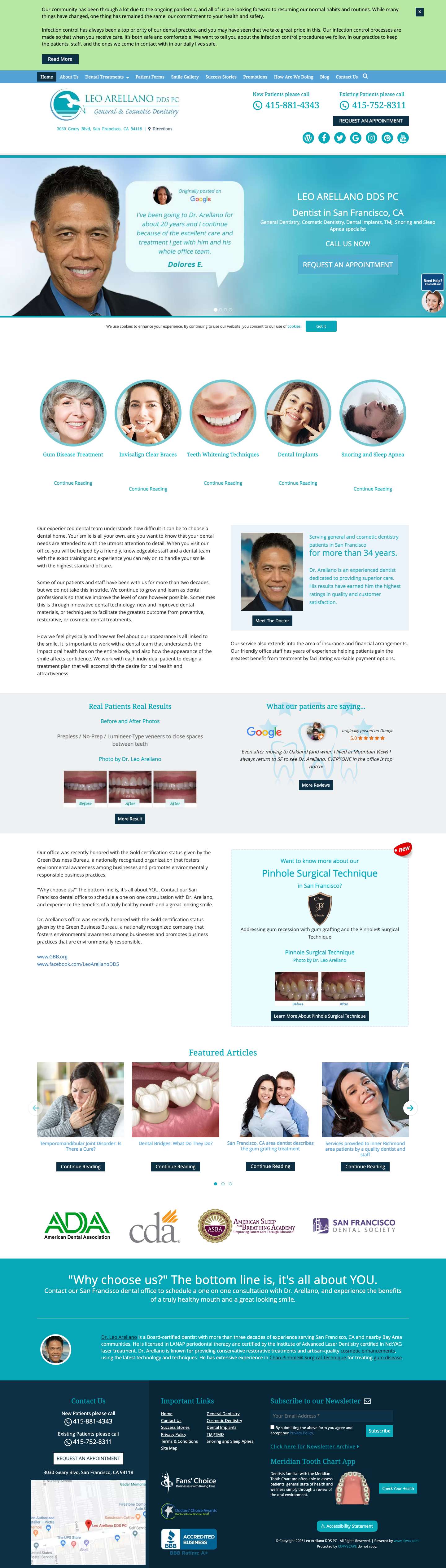 Dentist San Francisco - Dental Services | Leo Arellano DDS PC - Full Screenshot