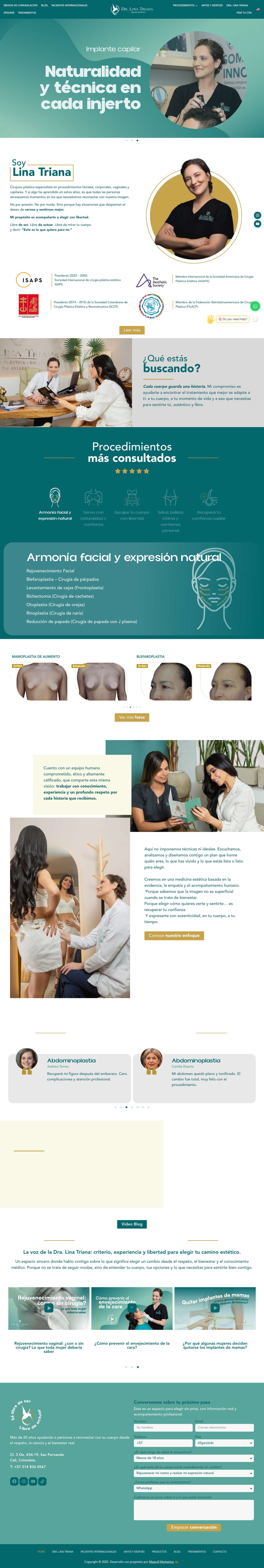 Home - Dra. Lina Triana | Cirugía Plástica y Estética en Cali, Colombia - Full Screenshot