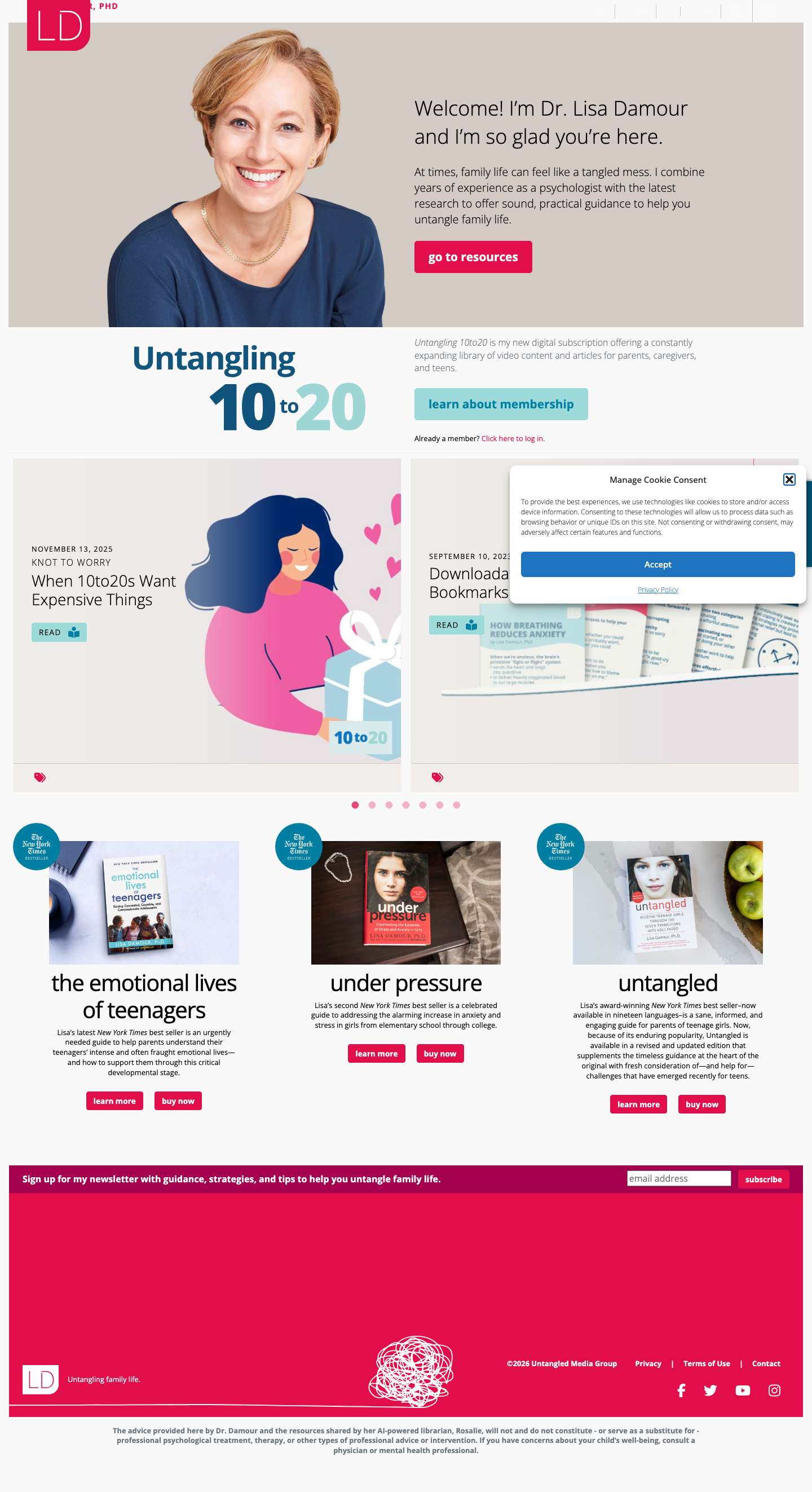 Home - Lisa Damour, PhD - Full Screenshot