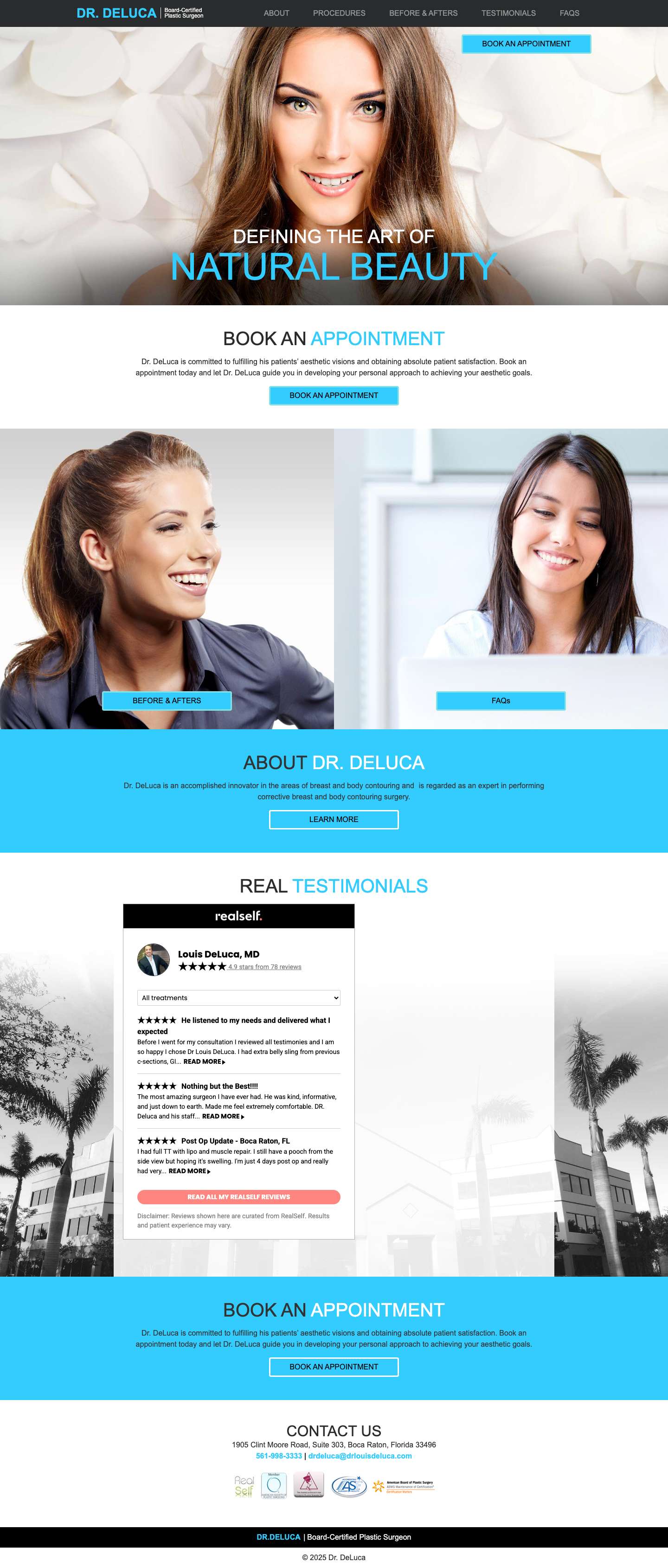 Dr. DeLuca – Board Certified Plastic Surgeon - Full Screenshot
