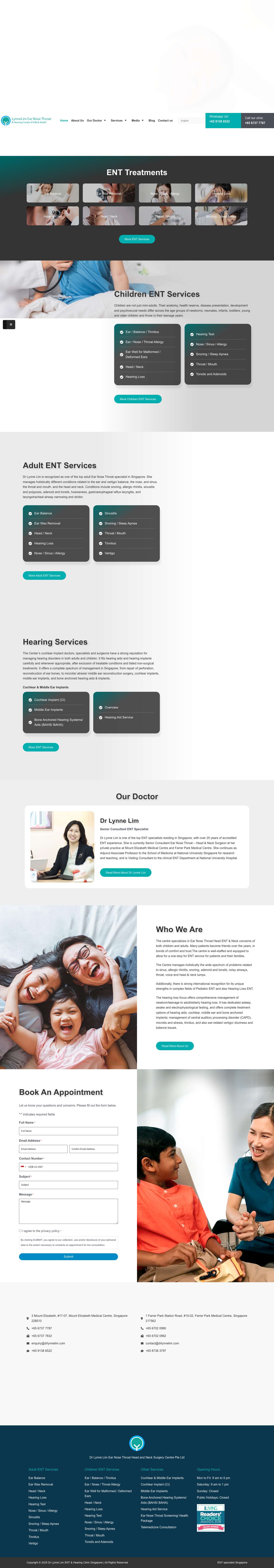 ENT Clinic in Singapore | Dr Lynne Lim ENT Specialist - Full Screenshot