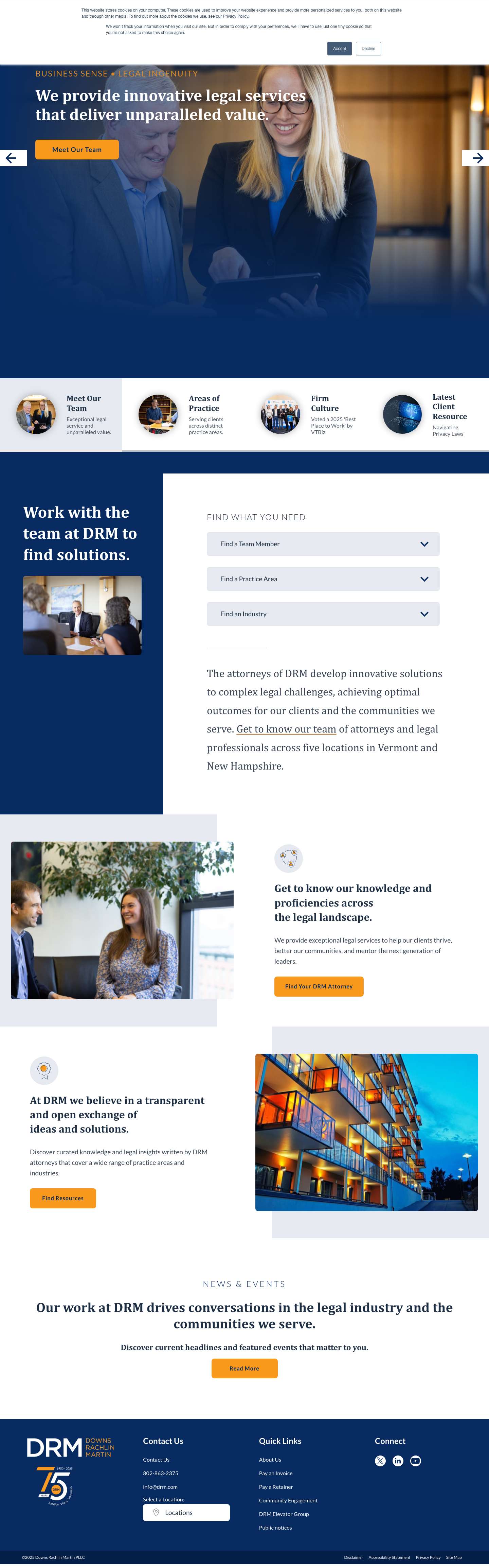 Law Firm | Business, Employment, Intellectual Property, Litigation, Energy Attorneys | Downs Rachlin Martin - Full Screenshot