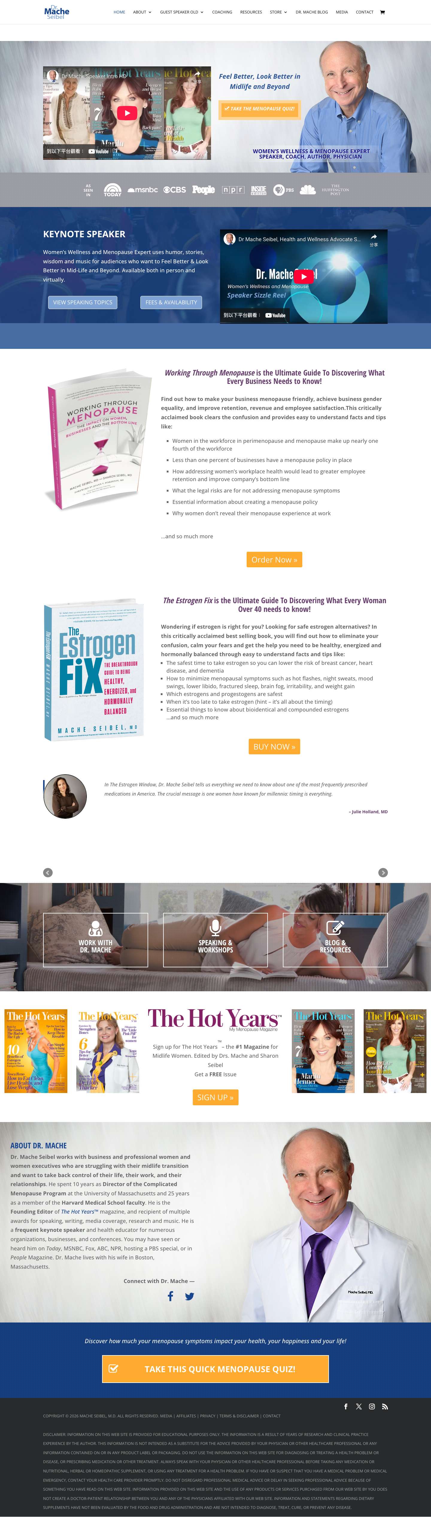 Dr. Mache Seibel — Menopause Treatment Speaker, Consultant & Coach - Full Screenshot