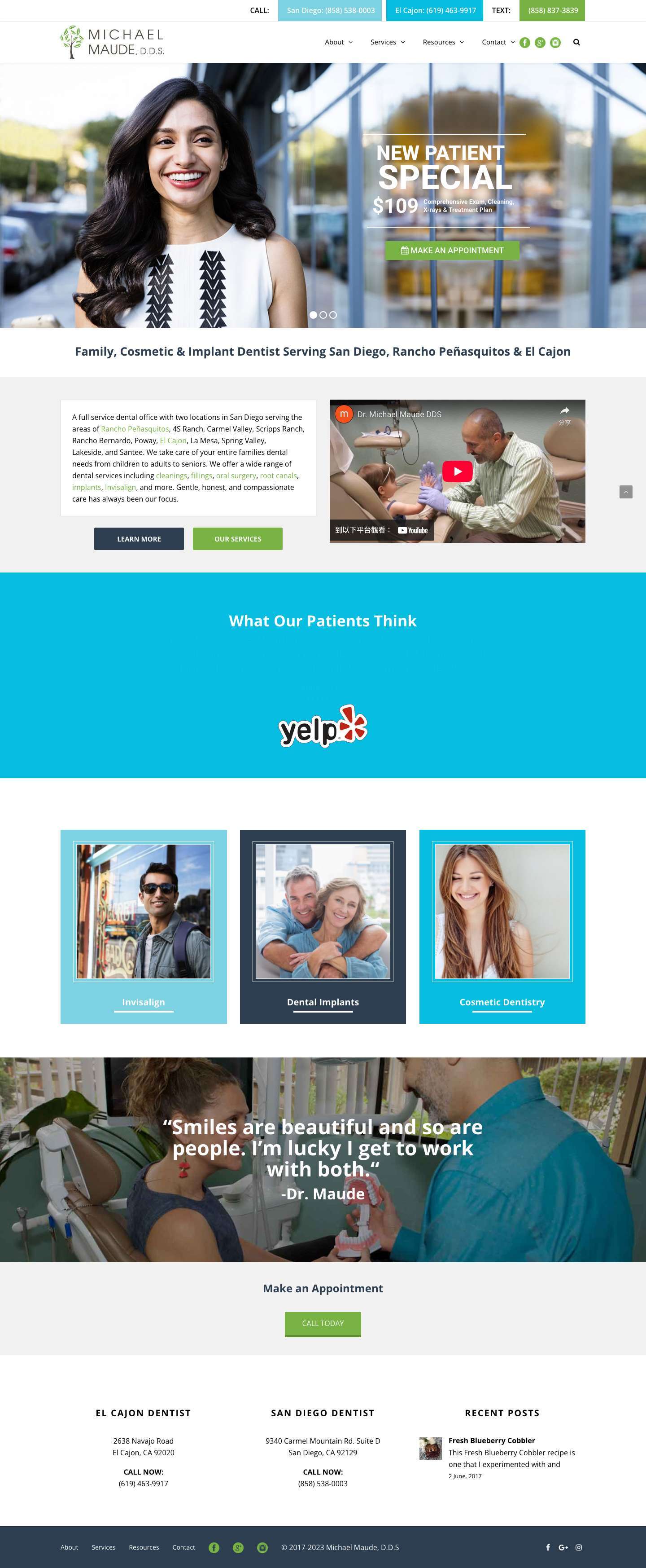 San Diego Dentist | El Cajon Dentist | Rancho Penasquitos Dentist Serving Children & Adults - Full Screenshot