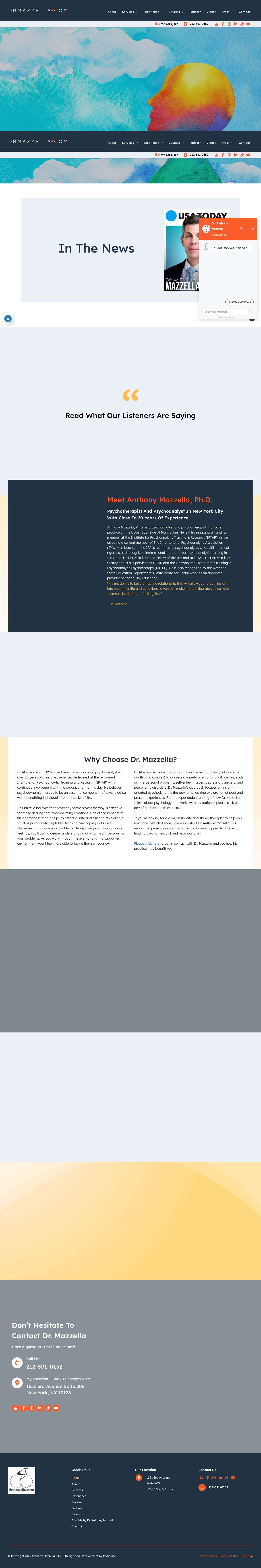 Psychotherapist In NYC | Psychoanalyst In NYC | Dr. Mazzella, Ph.D. - Full Screenshot