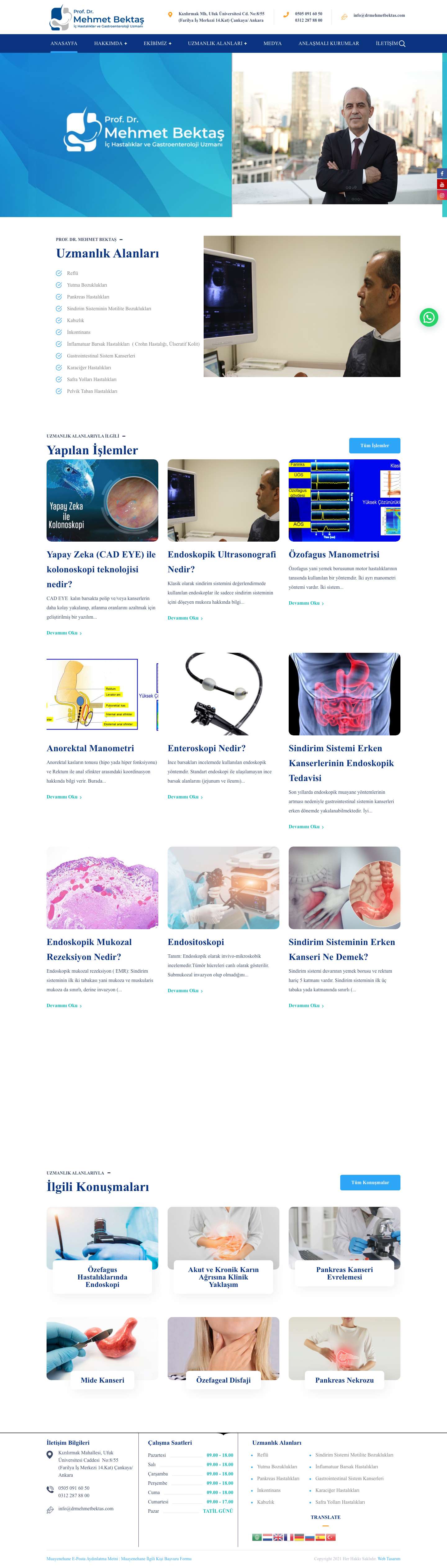 Prof. Dr. Mehmet Bektaş – Gastroenteroloji Uzmanı - Full Screenshot