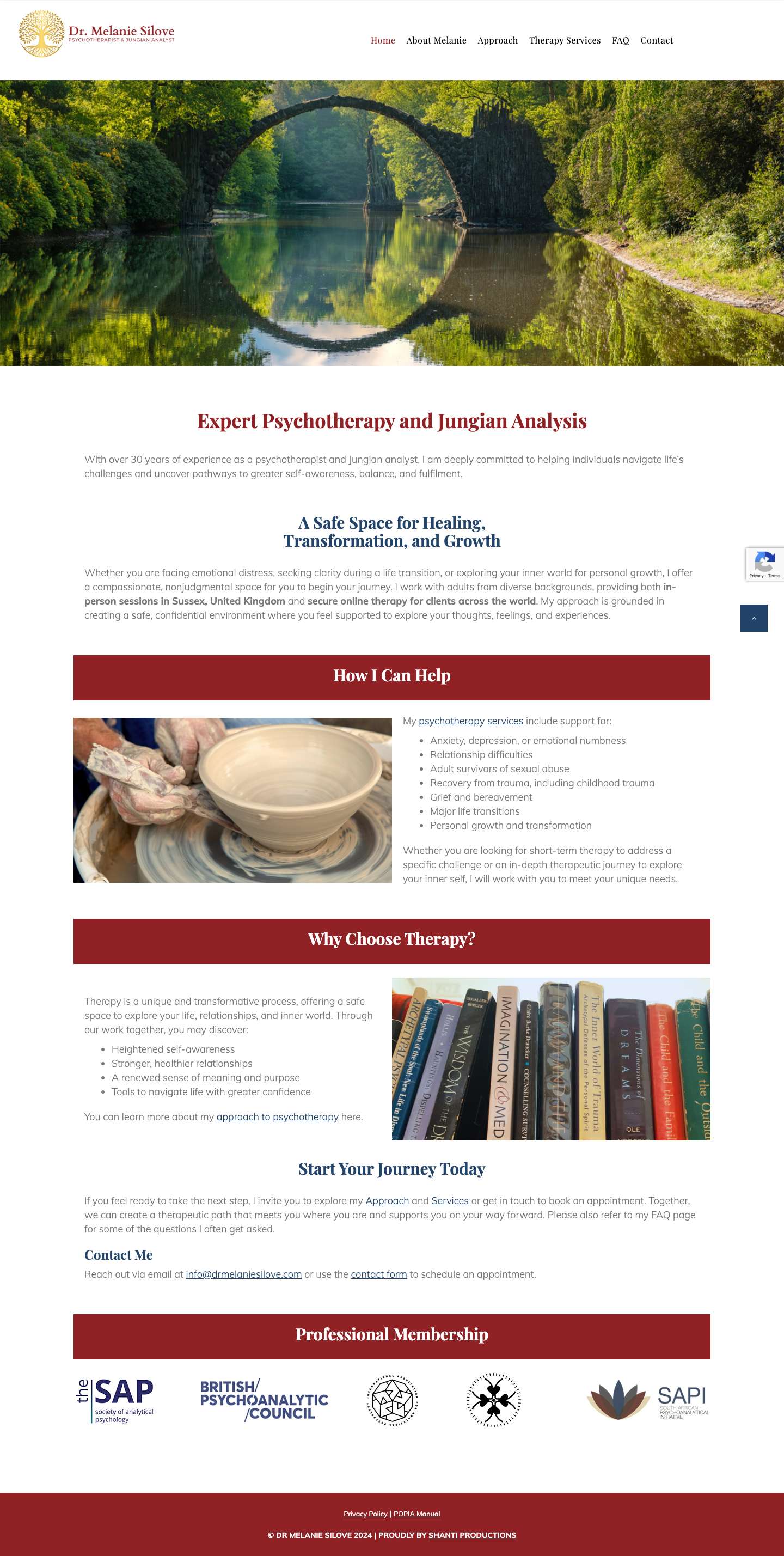 Expert Psychotherapy and Jungian Analysis - Dr Melanie Silove - Full Screenshot