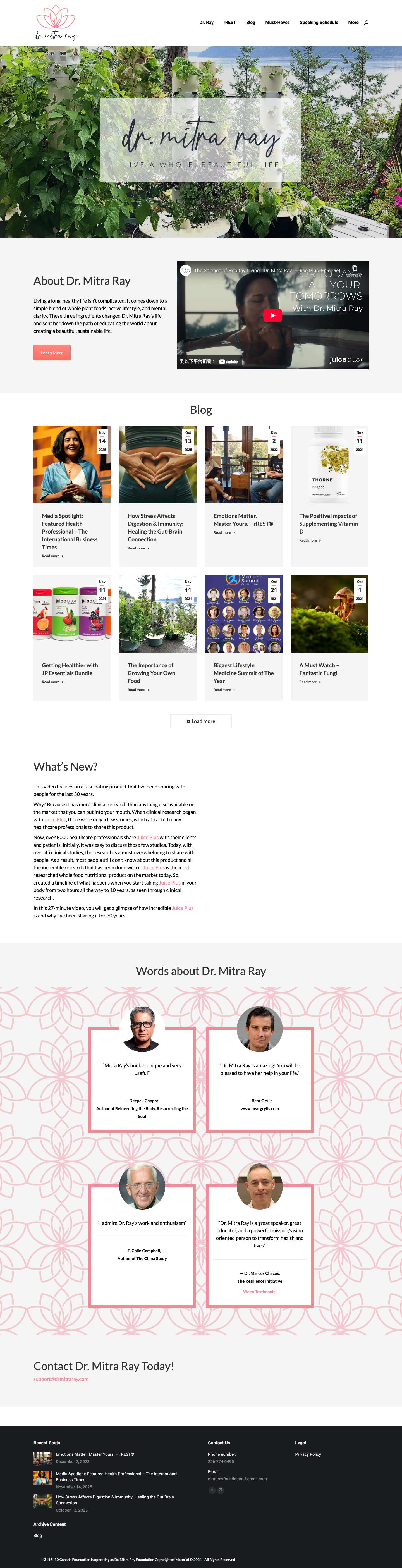 Healthy Lifestyle, Healthy Living & Wellness - Dr. Mitra Ray - Full Screenshot