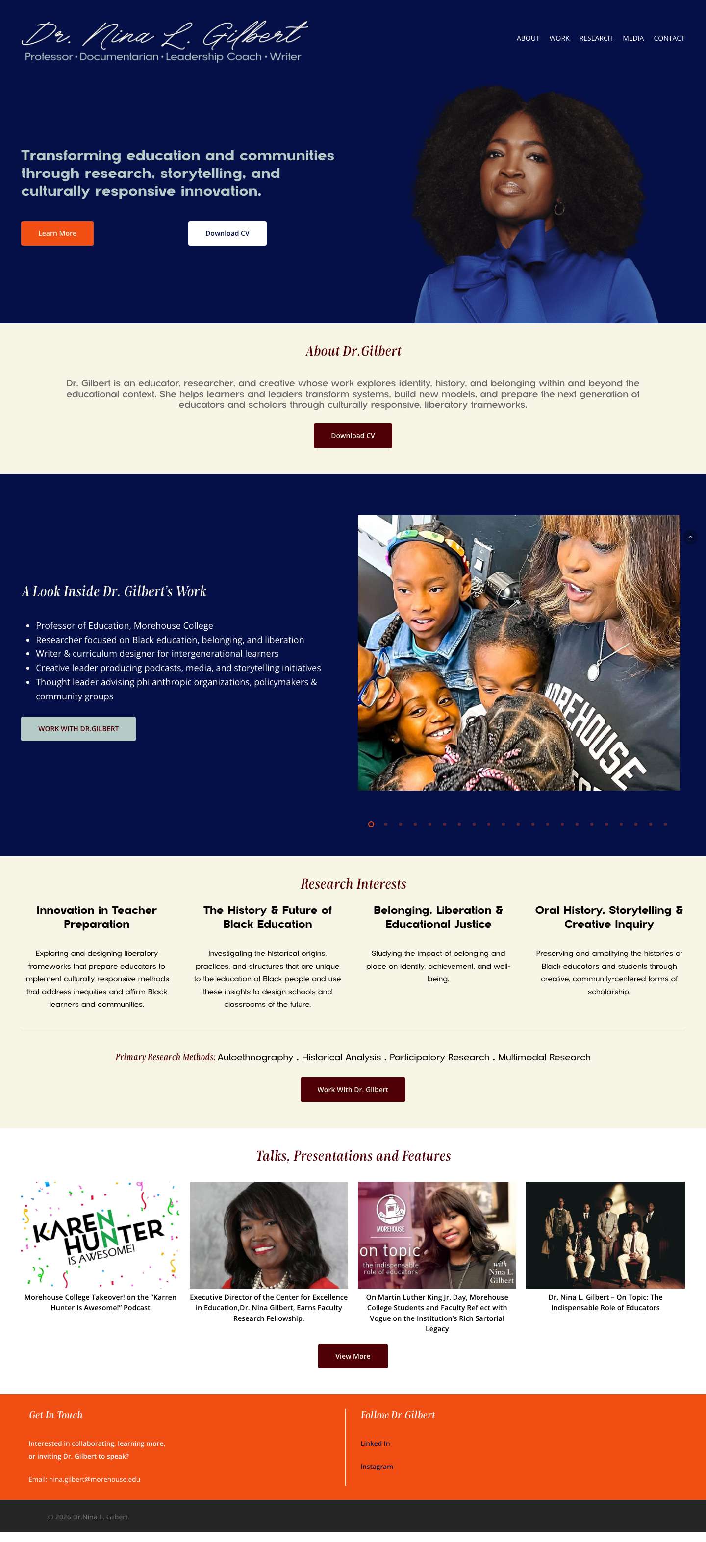 Dr.Nina L. Gilbert – Professor • Documentarian • Leadership Coach • Writer - Full Screenshot