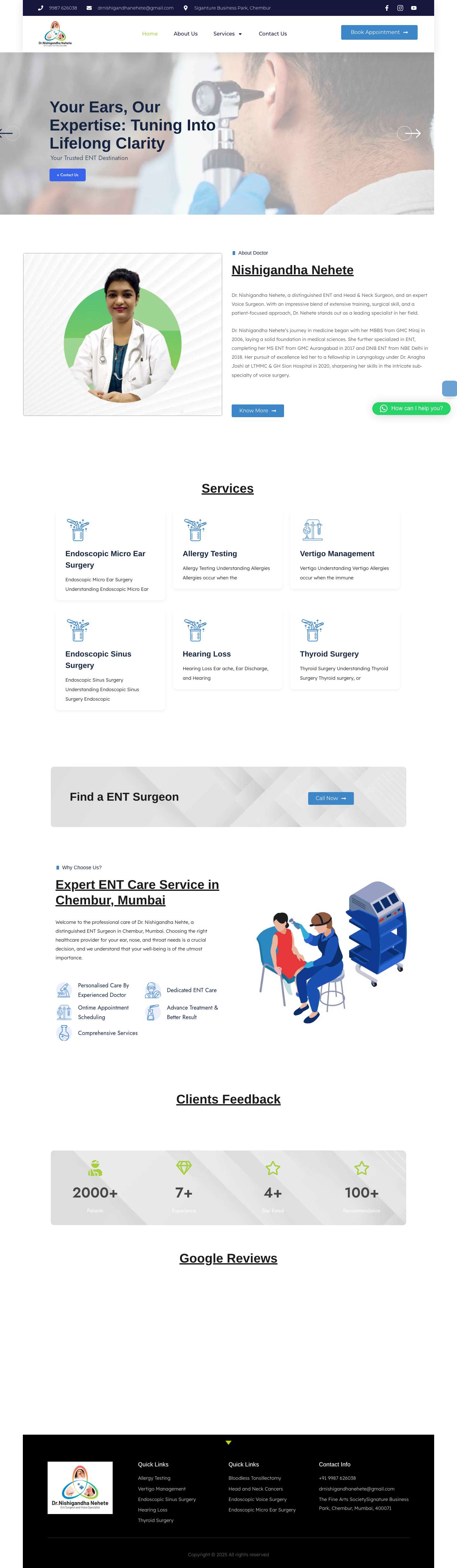 Best ENT Specialist Doctor in Chembur | Dr Nishigandha Nehete - Full Screenshot