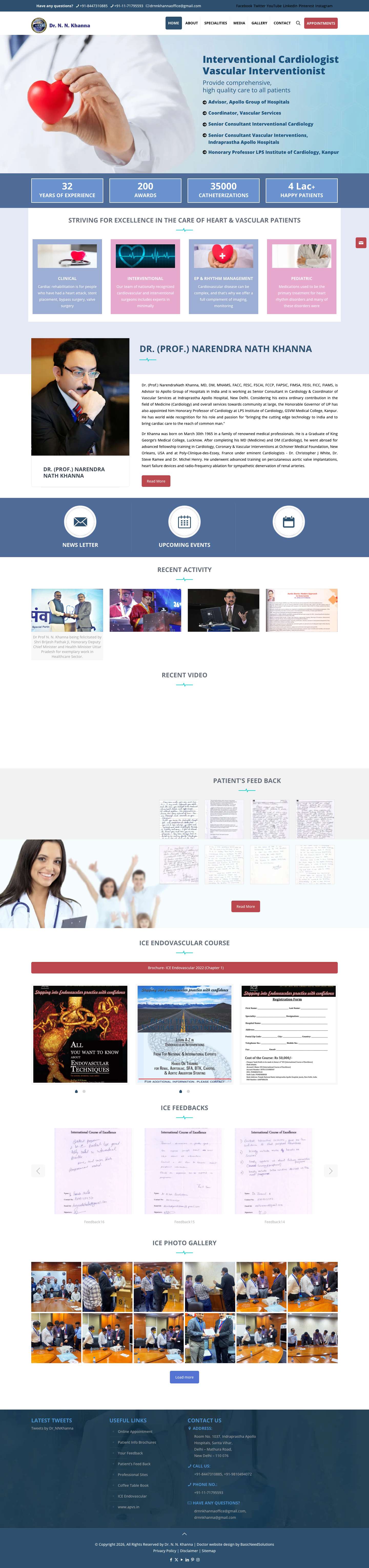 Official Website of Dr. N. Khanna – Best Interventional Cardiologist in Delhi (India) - Full Screenshot