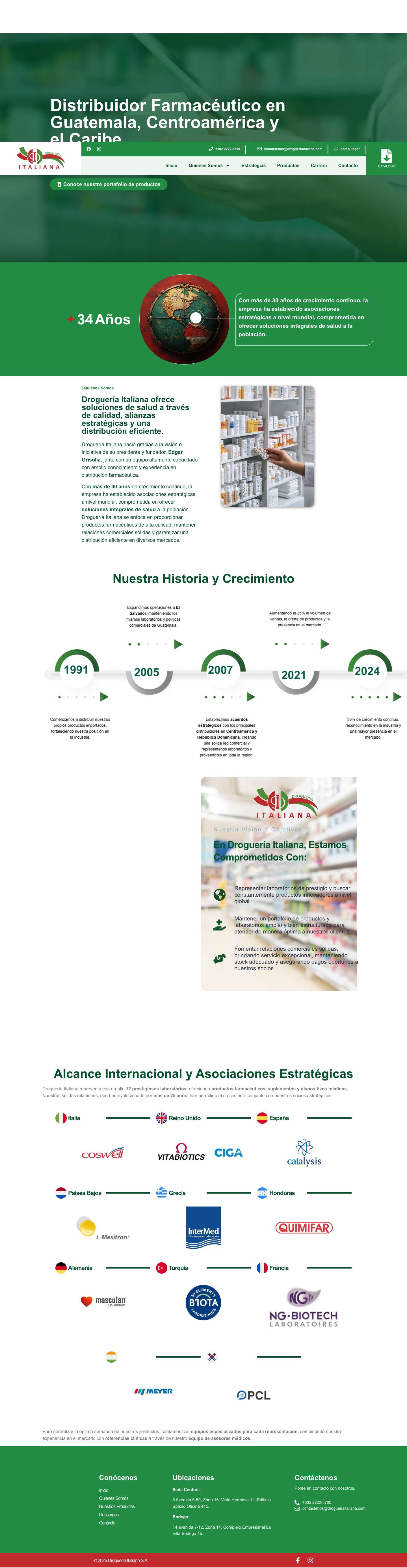 Distribuidor Farmacéutico en Guatemala - Droguería Italiana - Full Screenshot