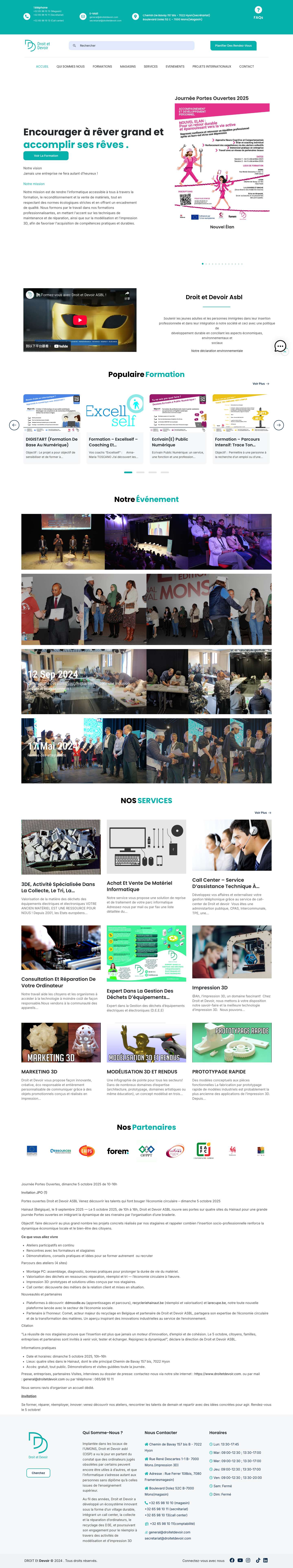 Accueil – Droit et Devoir ASBL - Full Screenshot