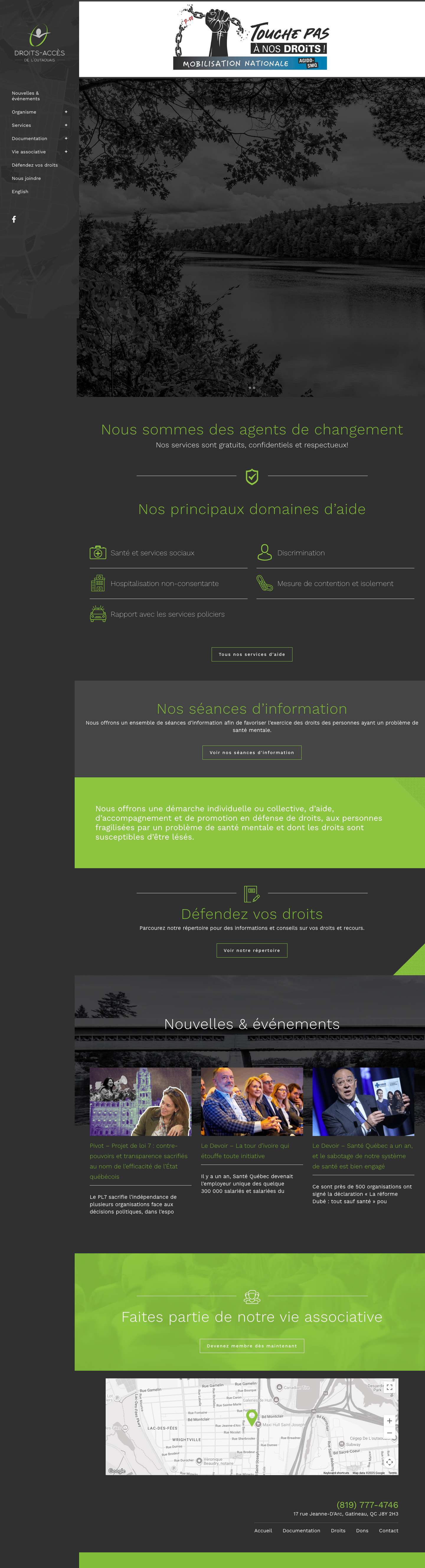 Droit-Accès de l'Outaouais - Services Gratuits, Confidentiels, Respectueux - Full Screenshot