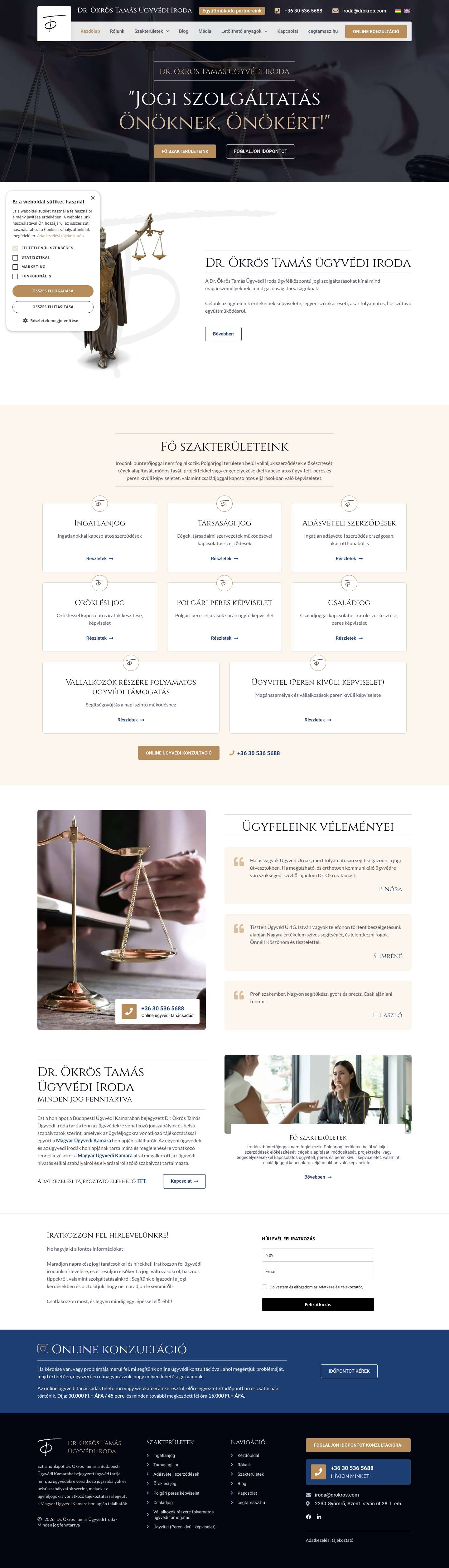 Dr. Ökrös Tamás Ügyvédi Iroda – "Jogi szolgáltatás Önöknek, Önökért!" - Full Screenshot