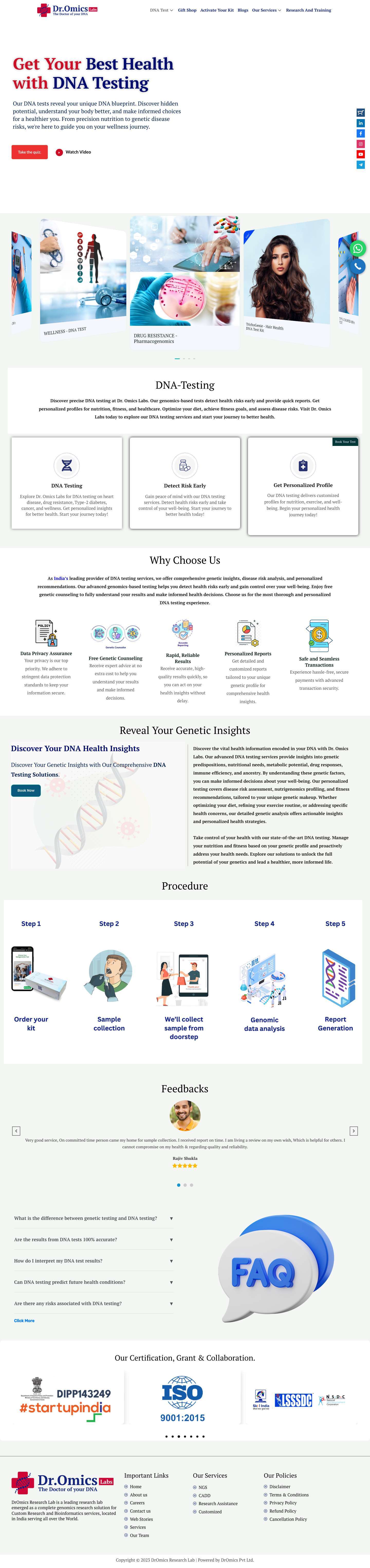 DNA Test India - Accurate Genetic Testing Kits by Dromics Labs - Full Screenshot
