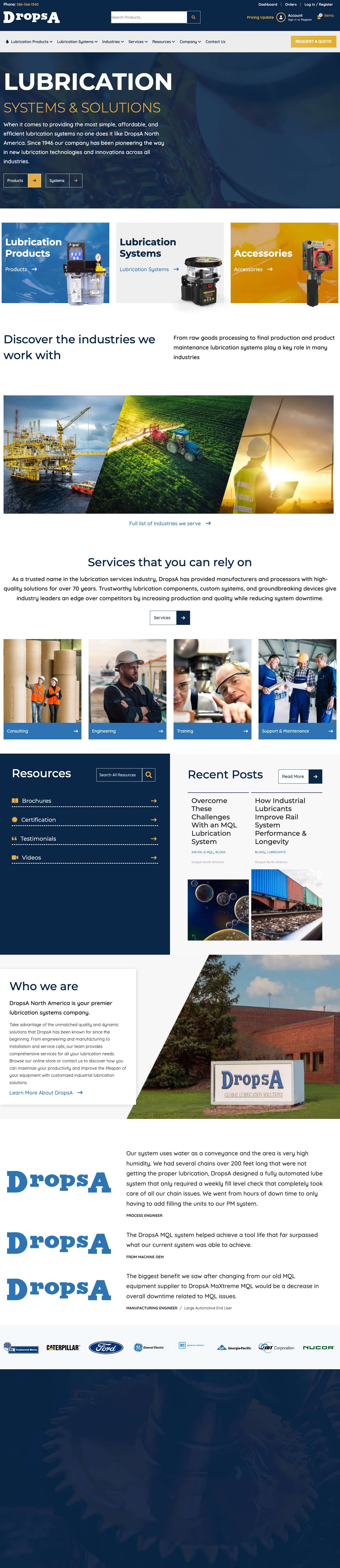 Lubrication Equipment & Systems | Lubricant Supplier | DropsA - Full Screenshot