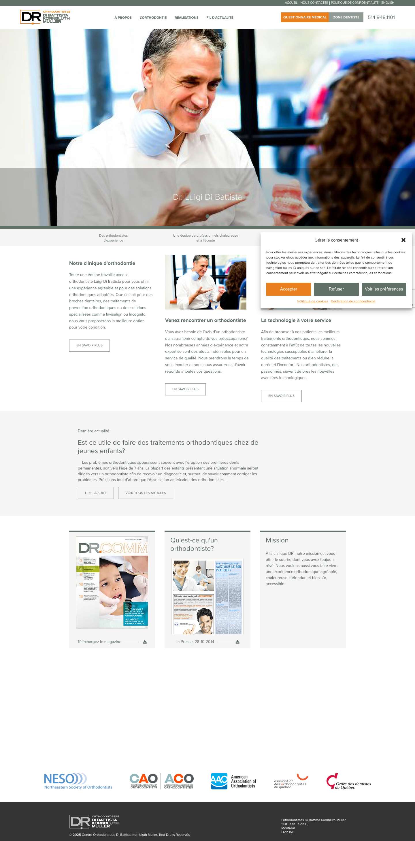 Orthodontiste à Montreal - Di Battista - Full Screenshot