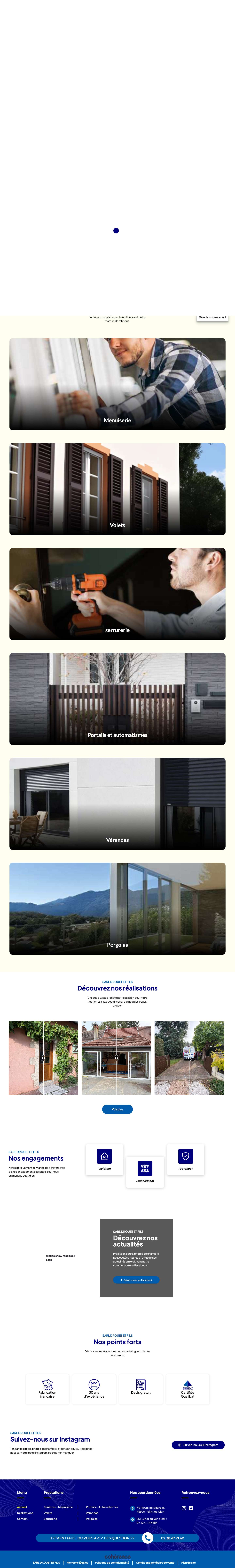 SARL DROUET ET FILS - Menuiserie aluminium et PVC à Poilly-lez-Gien, près de Gien. - Full Screenshot