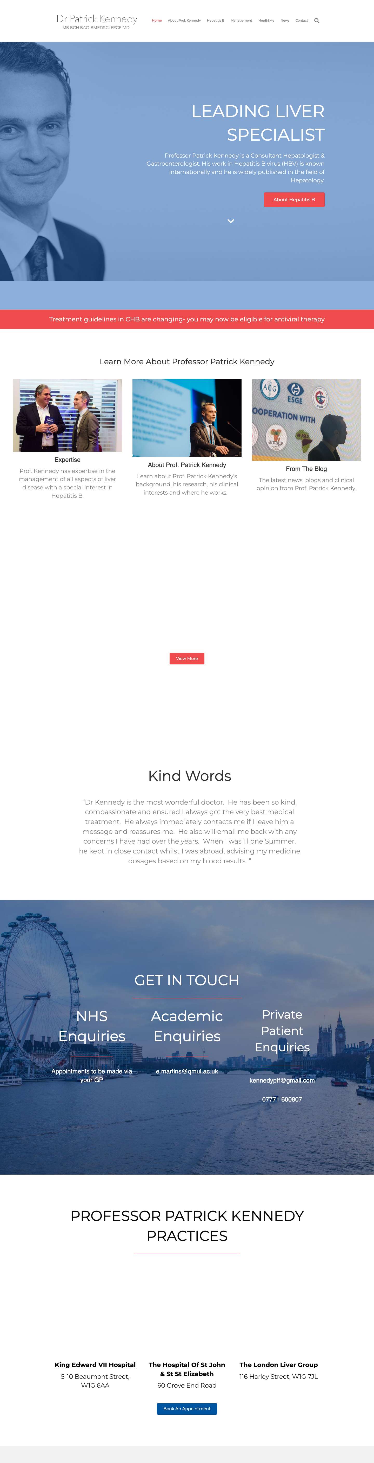 Dr Patrick Kennedy - Official Website - Gastroenterologist & Hepatologist - Full Screenshot