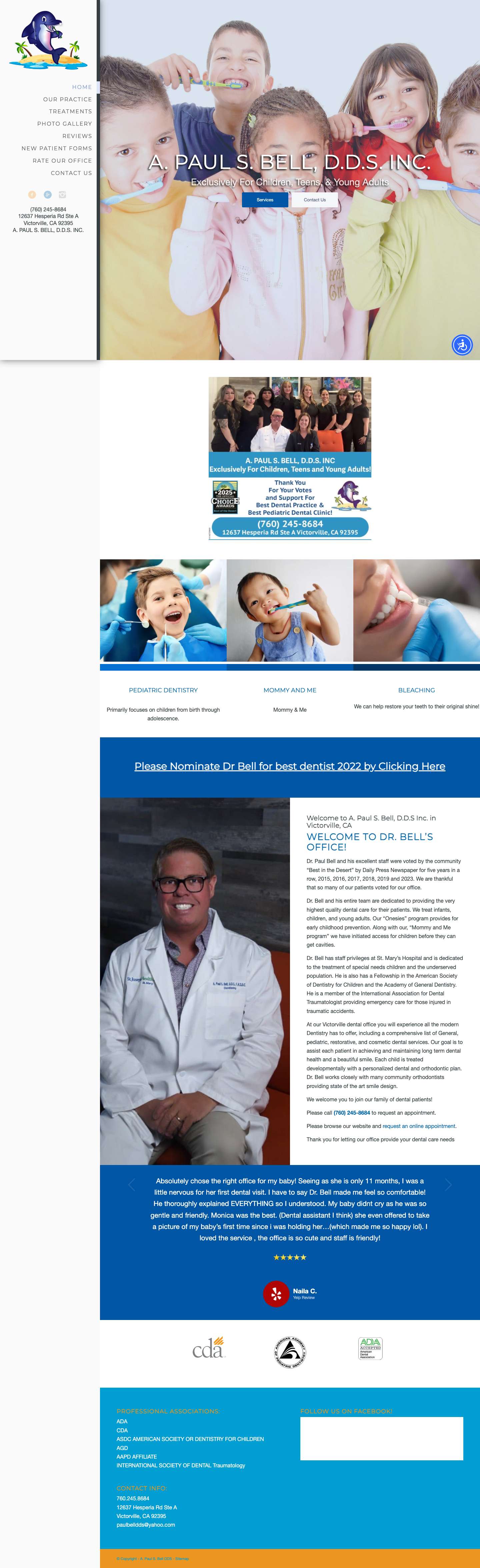 Pediatric Dentist in Victorville, CA | A Paul S Bell, DDS Inc. - Full Screenshot