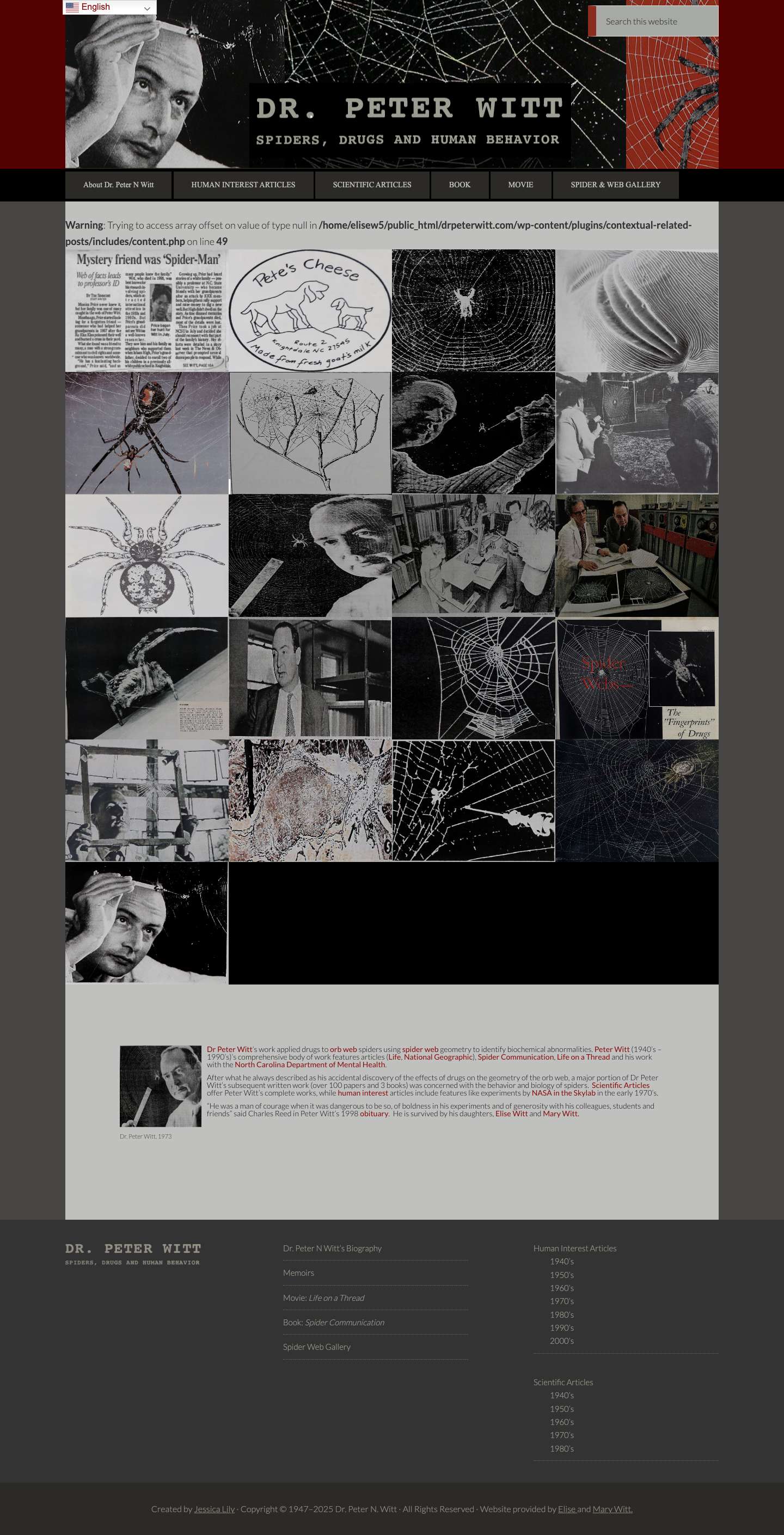 Dr. Peter N Witt – Spiders, Drugs and Human Behavior - Full Screenshot