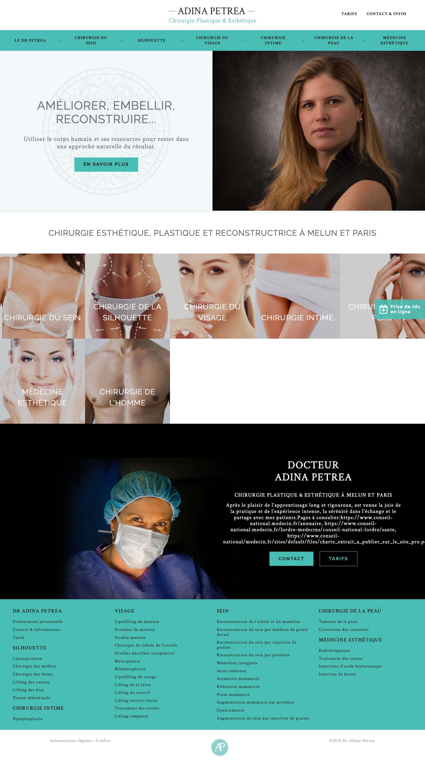 Dr Adina Petrea | Chirurgie plastique, esthétique et reconstructrice à Melun et Paris. - Full Screenshot