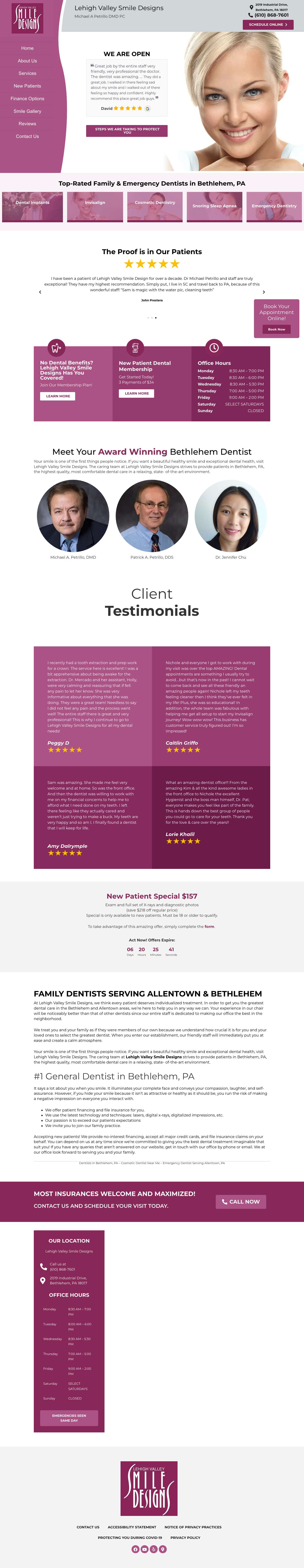 Bethlehem, PA Family & Emergency Dentist | Lehigh Valley Smile Designs - Full Screenshot