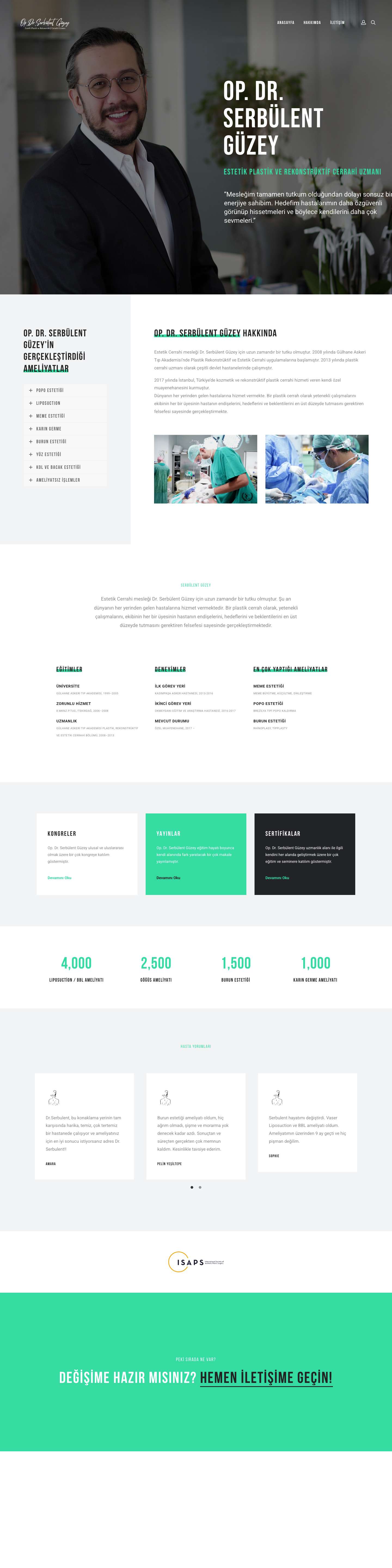 Anasayfa - OP. DR. SERBÜLENT GÜZEY - Full Screenshot